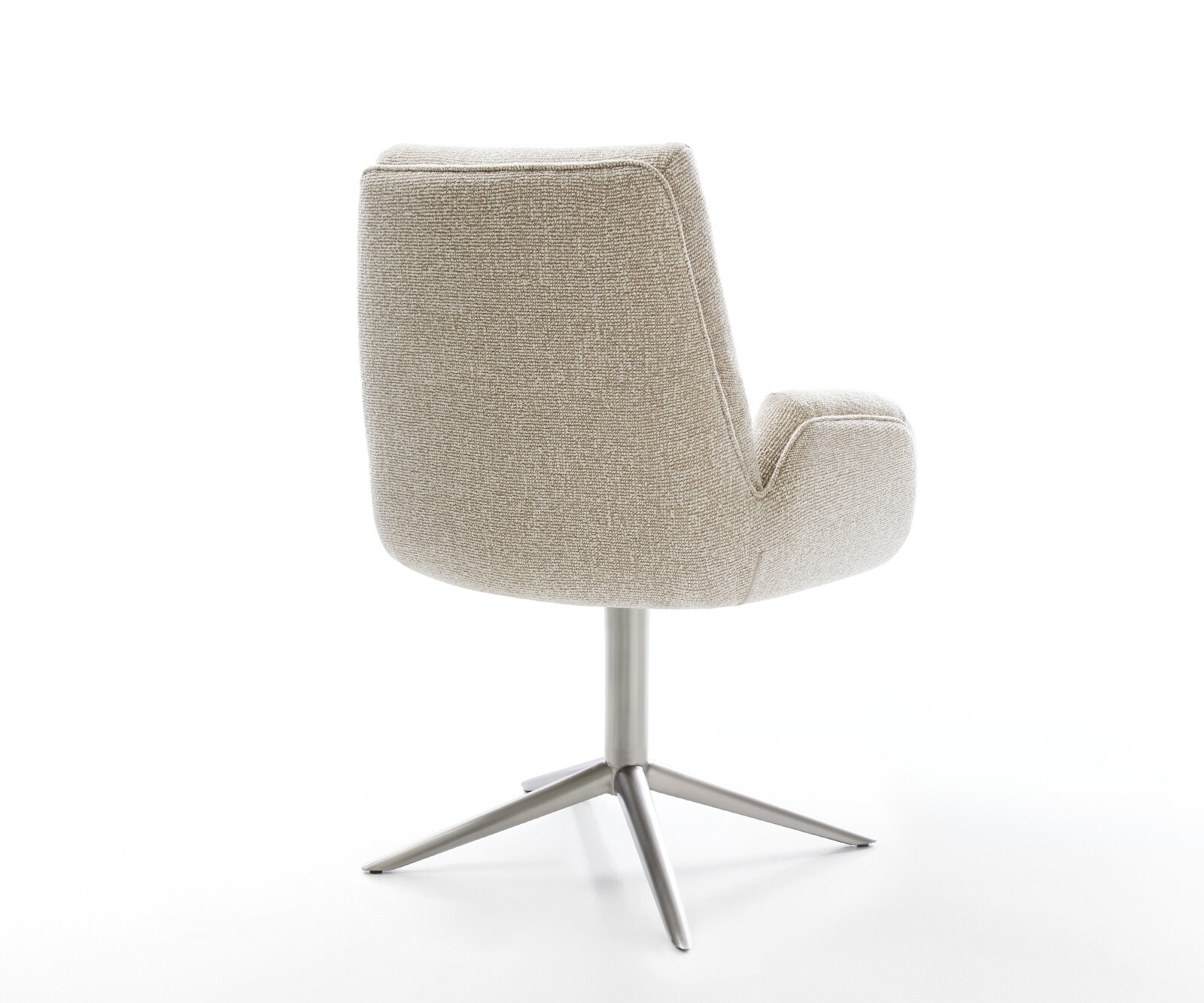 Chaise-pivotante Clea-Flex tissu tissé doux beige pied de chaise 4 branches acier inoxydable pivotement sur 360° fonction bascule 4