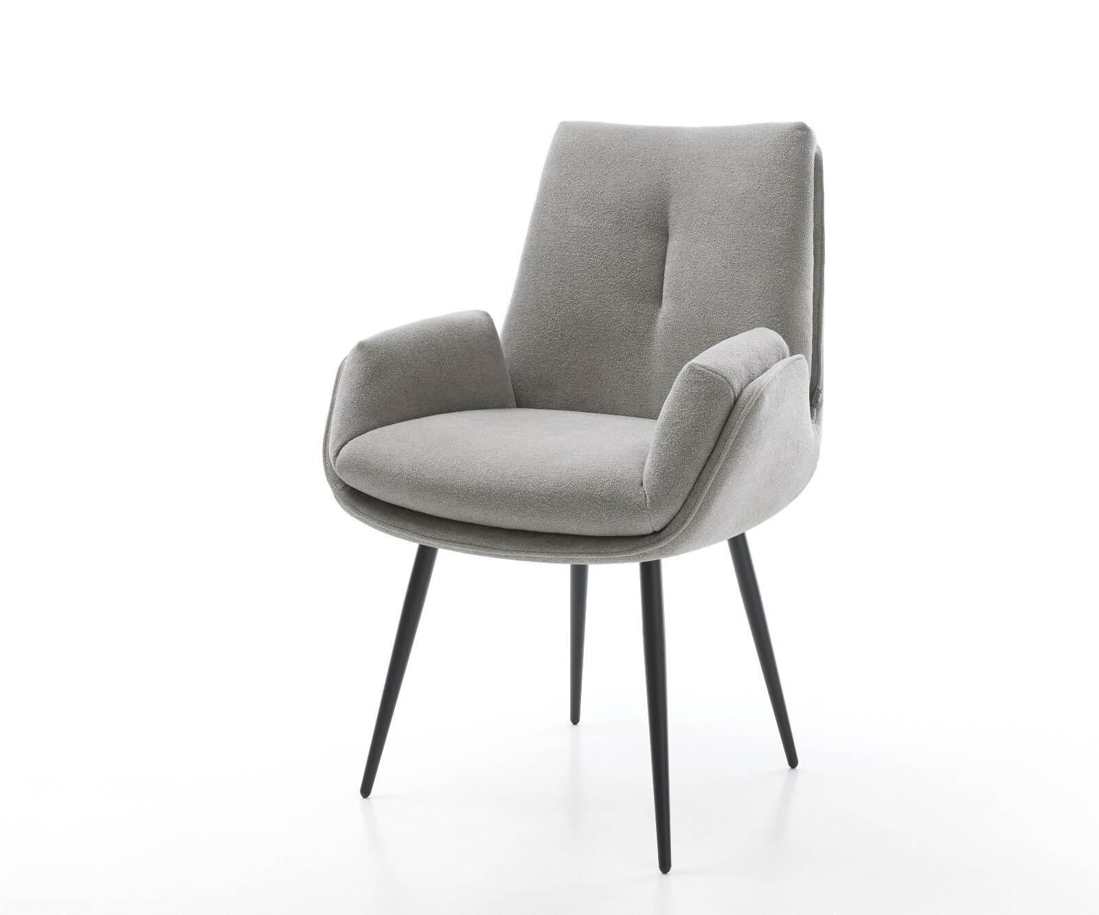 Chaise-de-salle-à-manger Clea-Flex tissu structuré doux gris 4 pieds coniques noir 1