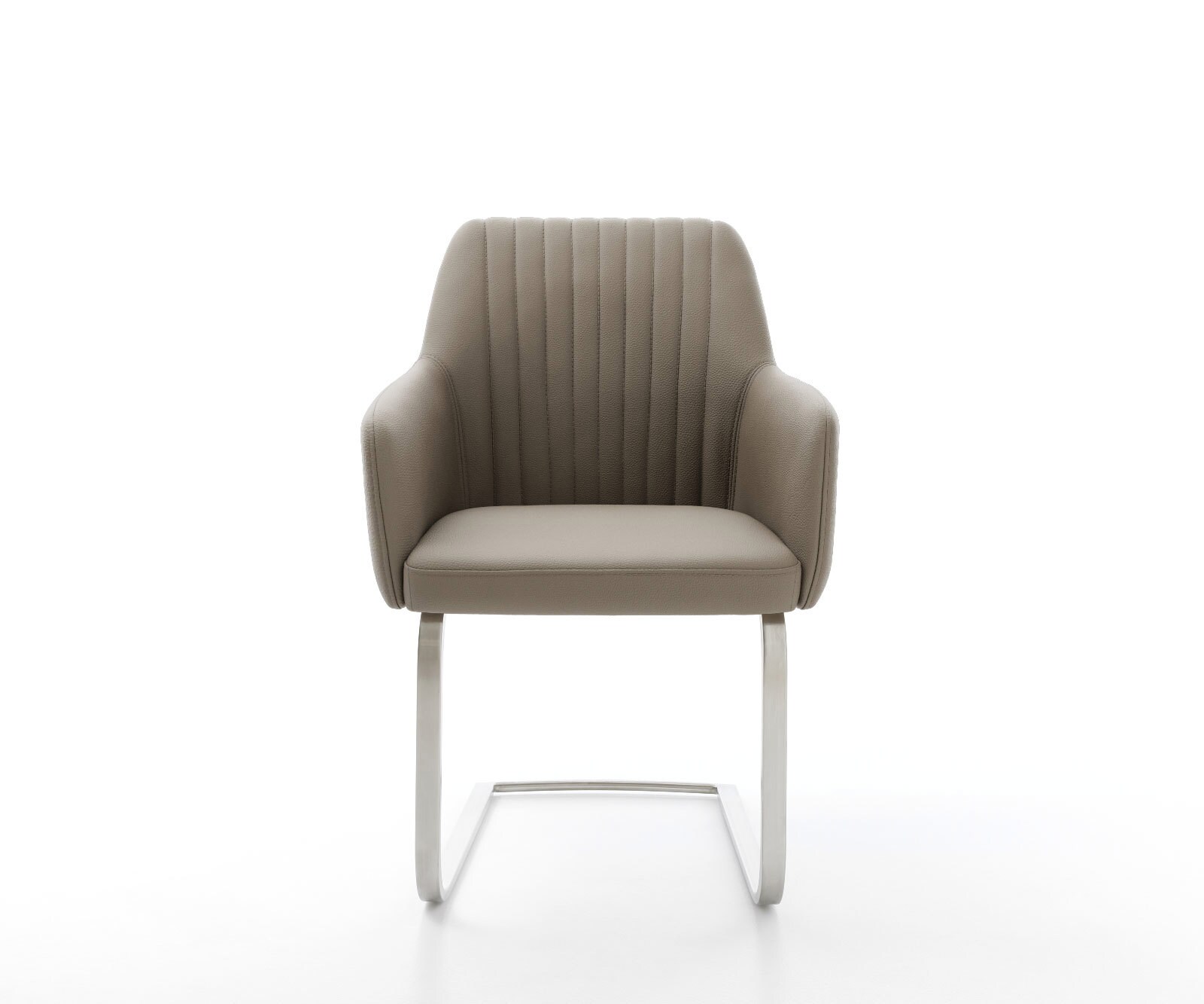 Cantilever Greg-Flex cuir de vache couleur boue pied cantilever plat acier inoxydable brossé ressorts ensachés 1