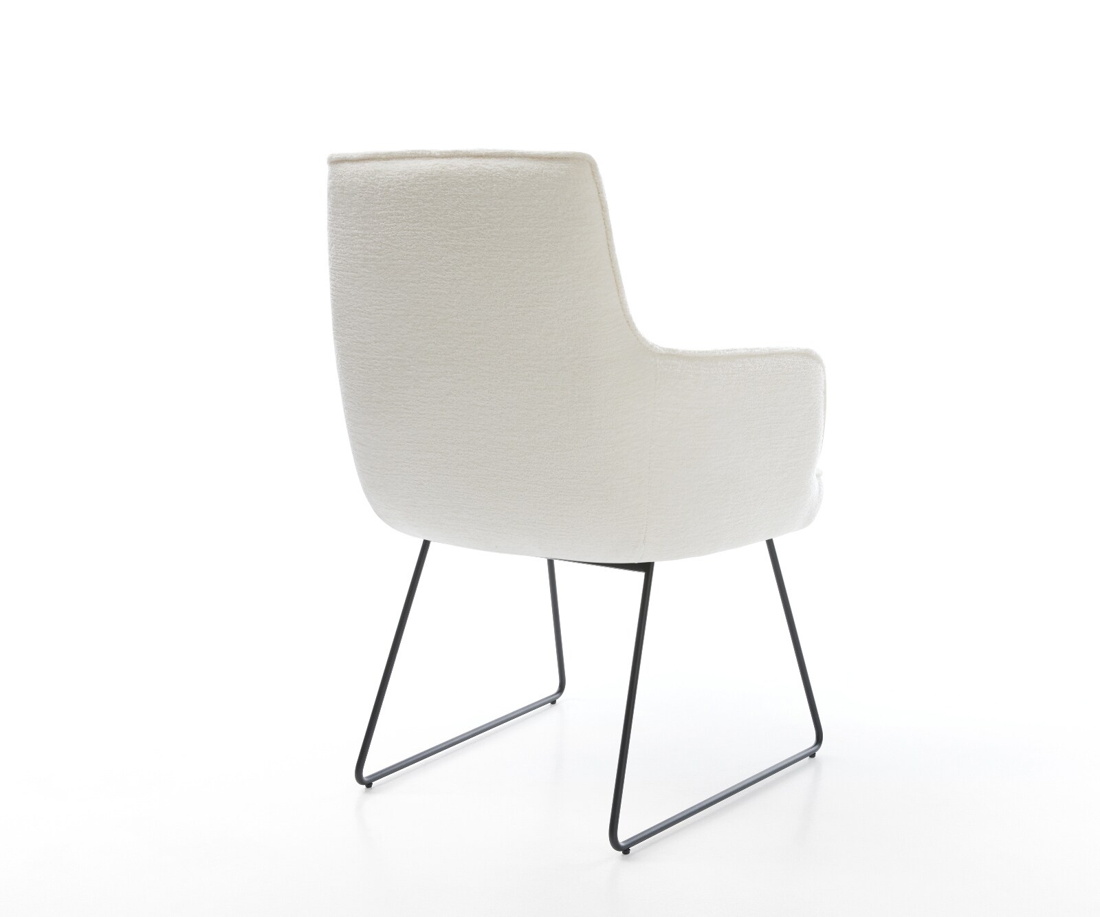 Esszimmerstuhl Heira-Flex mit Armlehnen Bouclé Soft Beige Kufengestell Schwarz Taschenfederkern 4