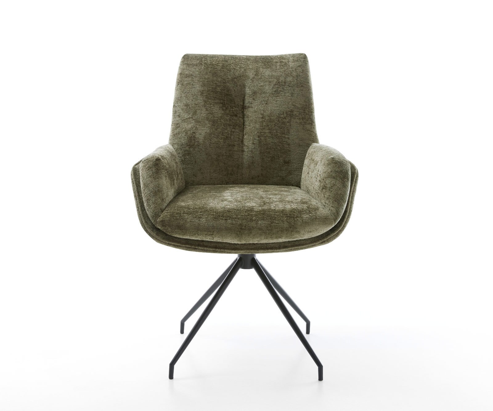 Drehstuhl Clea-Flex Chenille Olive Kreuzgestell konisch Schwarz 180° drehbar 1