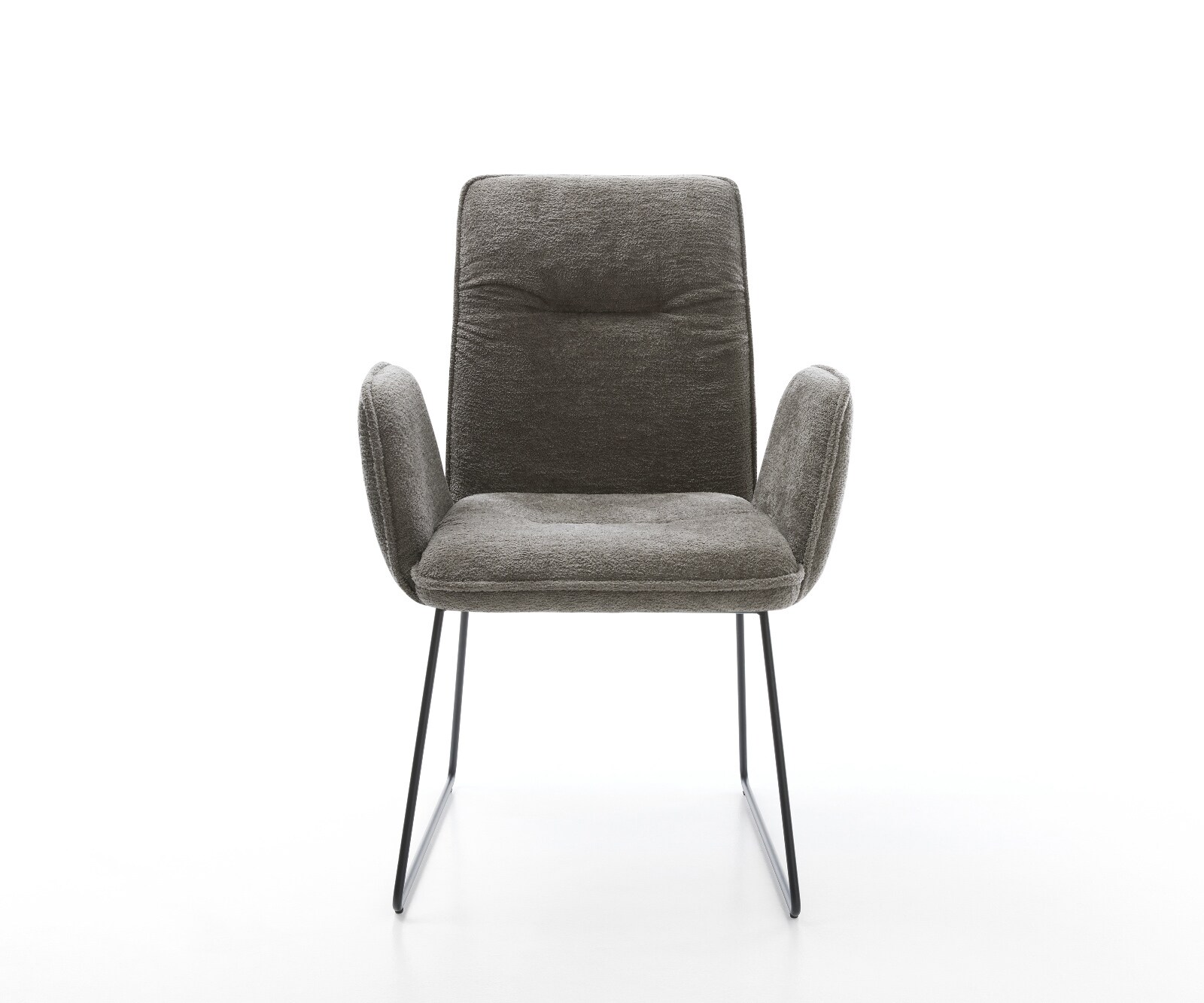 Chaise-de-salle-à-manger Vinja-Flex bouclé doux couleur boue pied trapèze noir 2