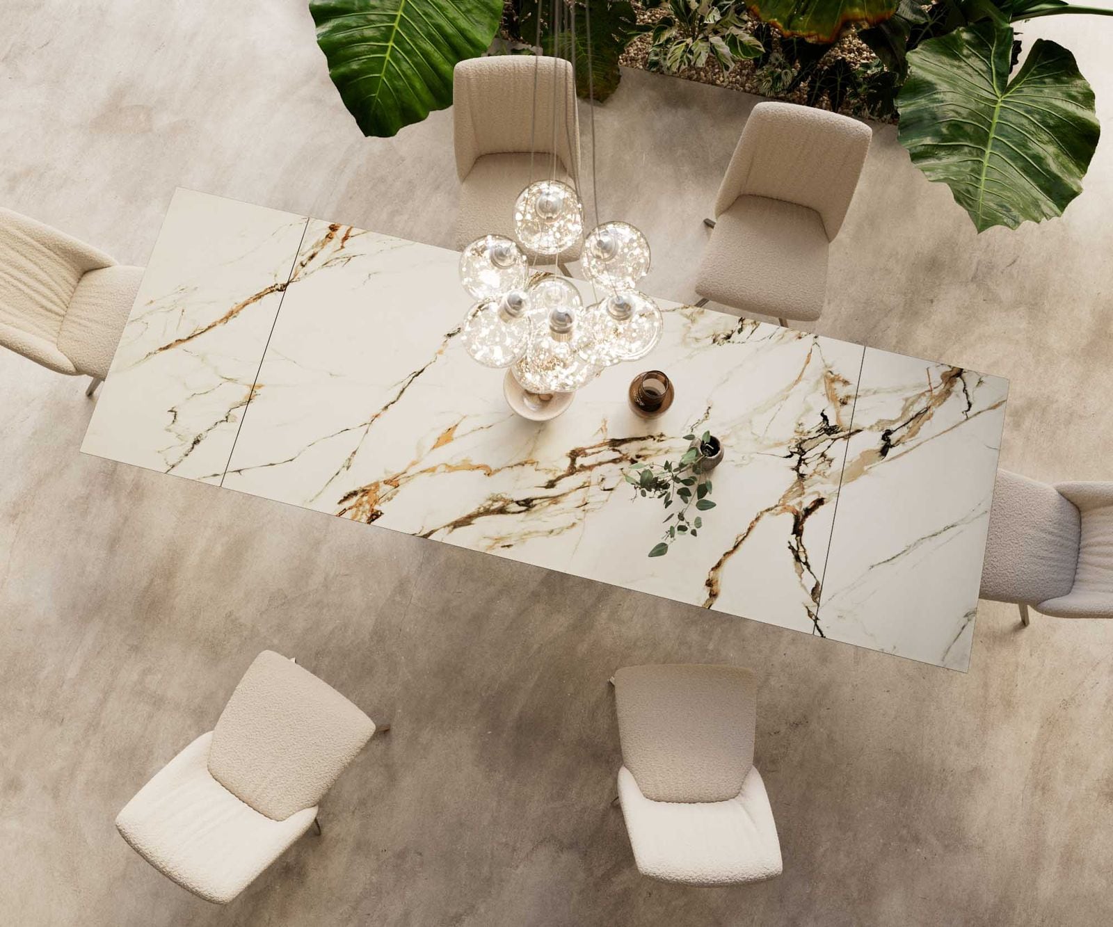 Esstisch Edge 200-300x100 Keramik Calacatta Luxe Weiß-Gold-Grau Kreuzgestell Rechteck Edelstahl ausziehbar 5 Esstisch Edge 200-300x100 Keramik Calacatta Luxe Weiß-Gold-Grau Kreuzgestell Rechteck Edelstahl ausziehbar 5