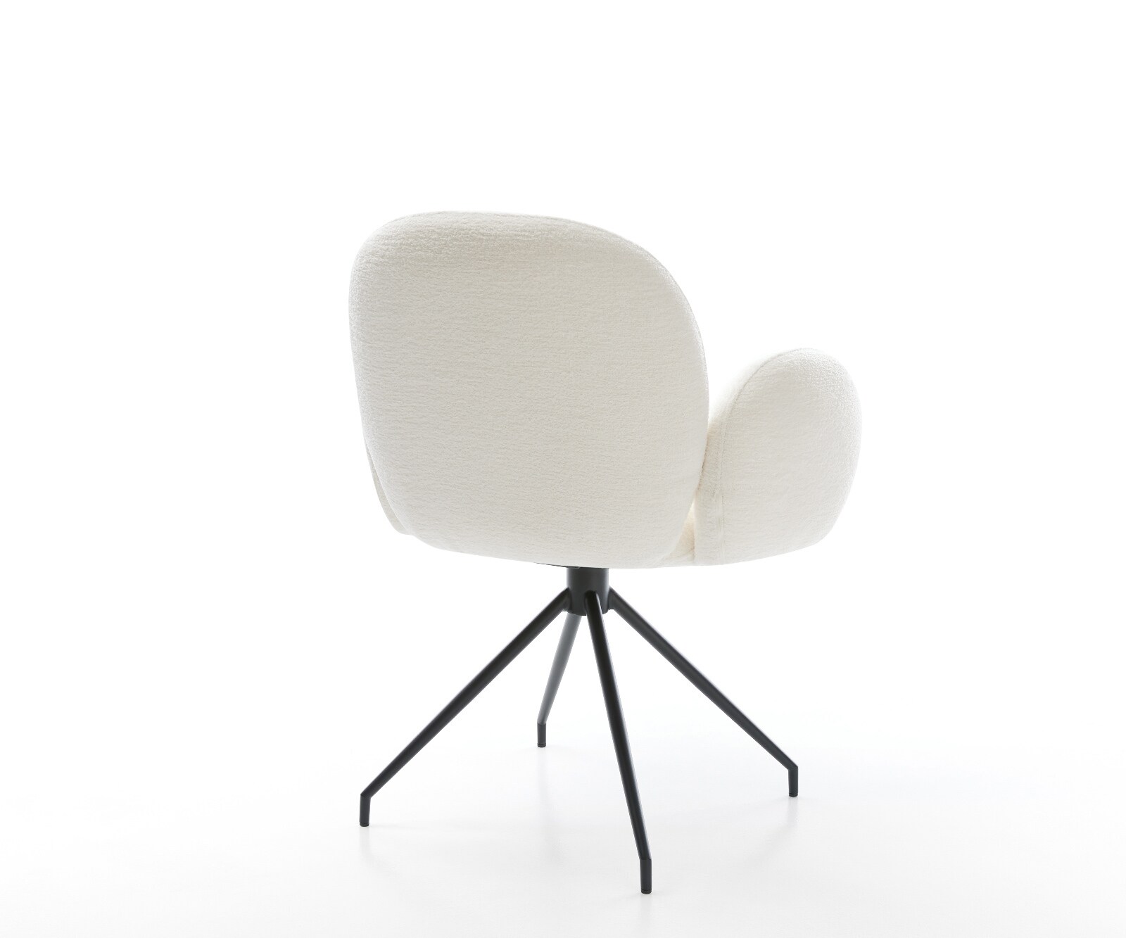 Chaise-de-salle-à-manger Nube-Flex avec accoudoirs bouclé doux beige pied croisé conique noir resorts ensachés 5