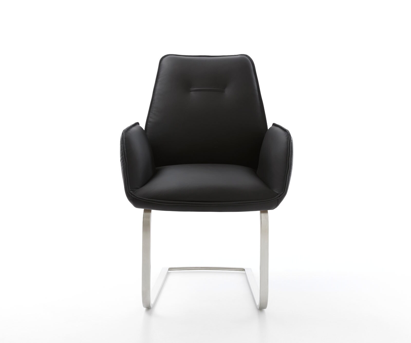 Freischwinger Zoa-Flex Echt-Leder Schwarz Freischwinger flach Edelstahl Taschenfederkern 2