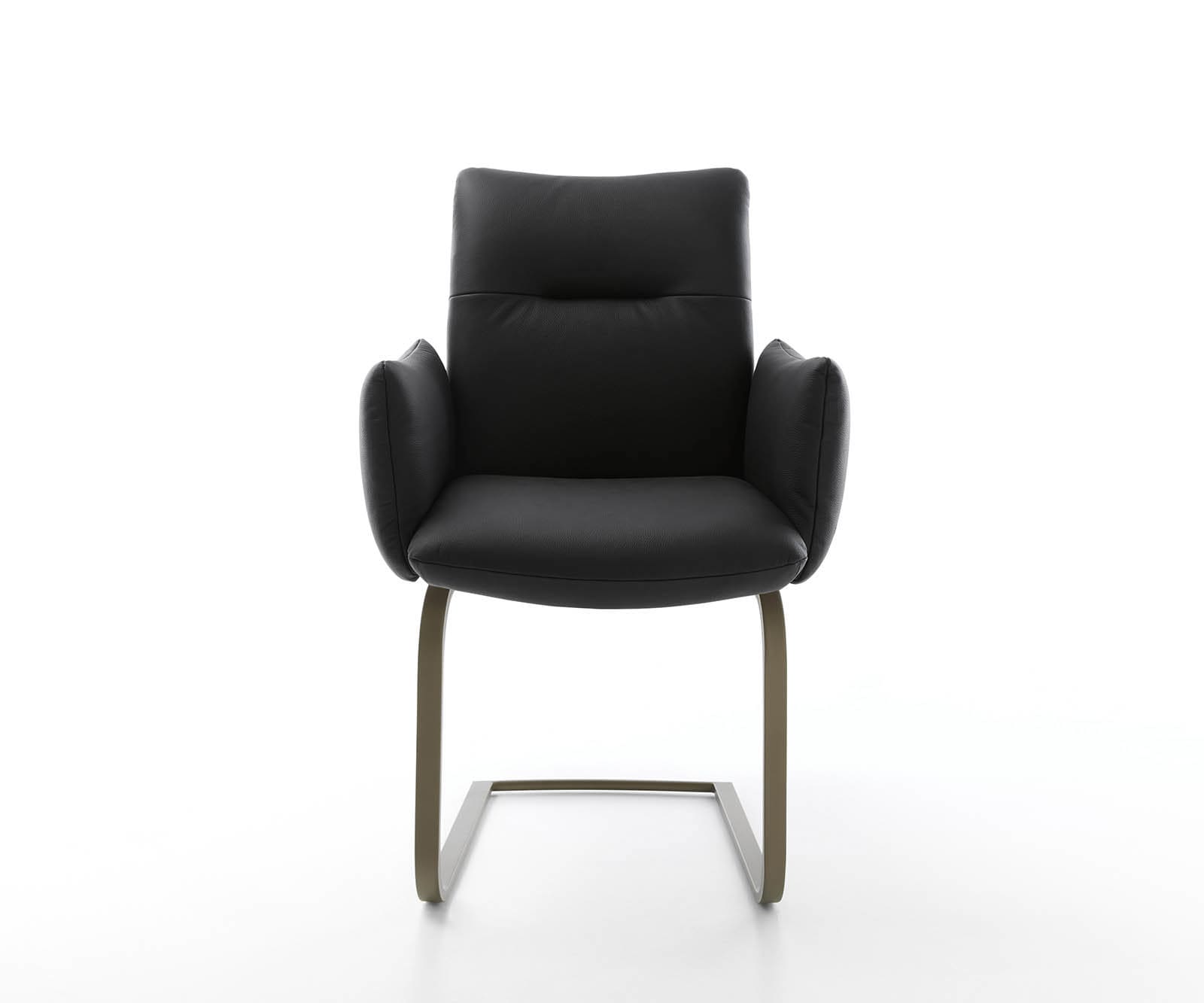 Freischwinger Jova-Flex mit Armlehnen Echt-Leder Schwarz Freischwinger flach Effektfinish Titan Taschenfederkern 1 Freischwinger Jova-Flex mit Armlehnen Echt-Leder Schwarz Freischwinger flach Effektfinish Titan Taschenfederkern 1