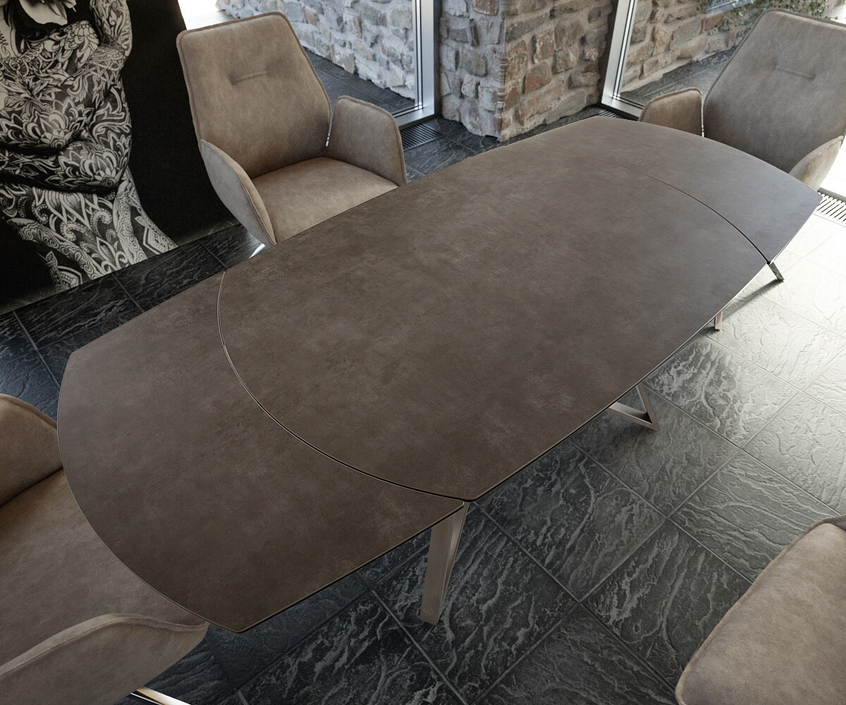 Table-manger Carlow 130/200x95 cm céramique marron acier inoxydable extensible 4