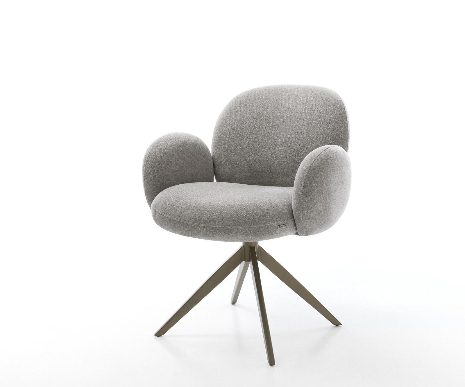 Drehstuhl Nube-Flex mit Armlehnen Strukturstoff Soft Grau Kreuzgestell breit Effektfinish Titan 360° drehbar Wippfunktion Taschenfederkern