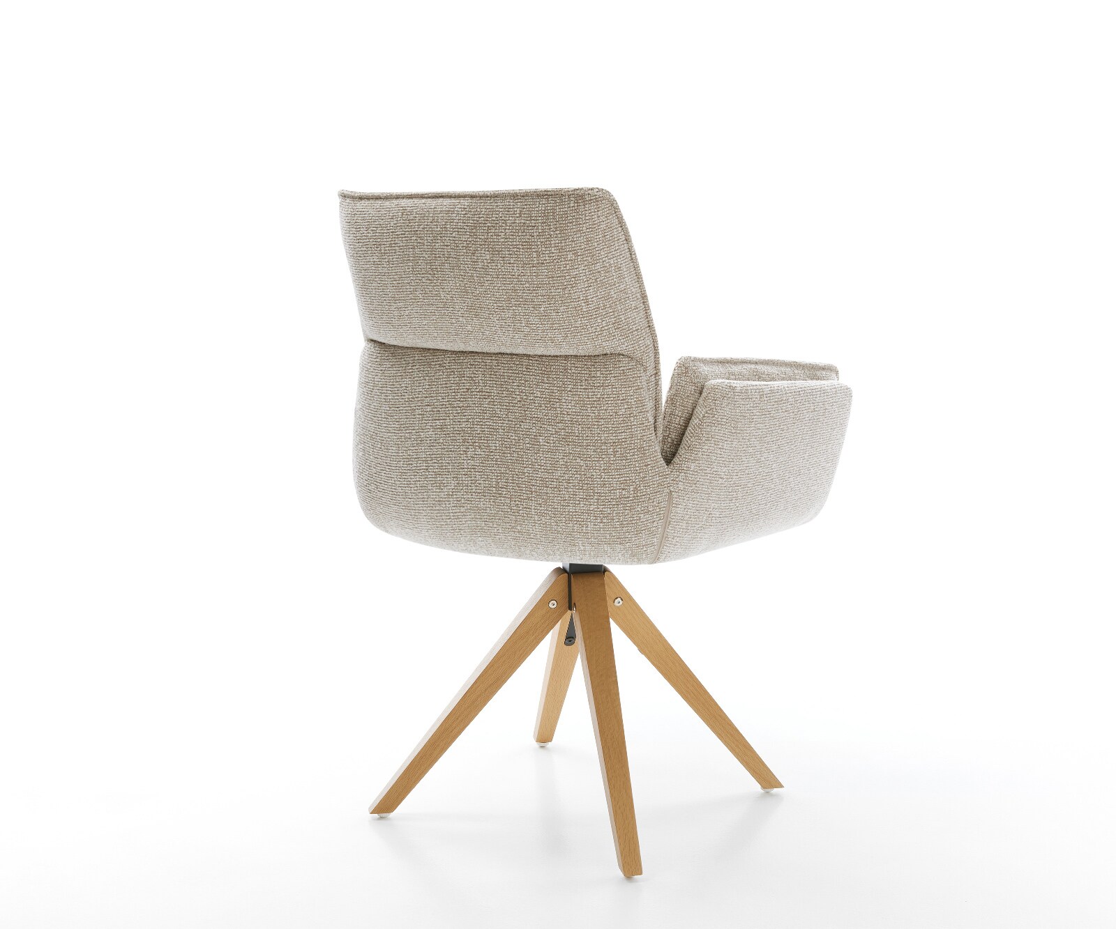 Drehstuhl Nela-Flex Webstoff Soft Beige Holzgestell kantig Natur 360° drehbar 4