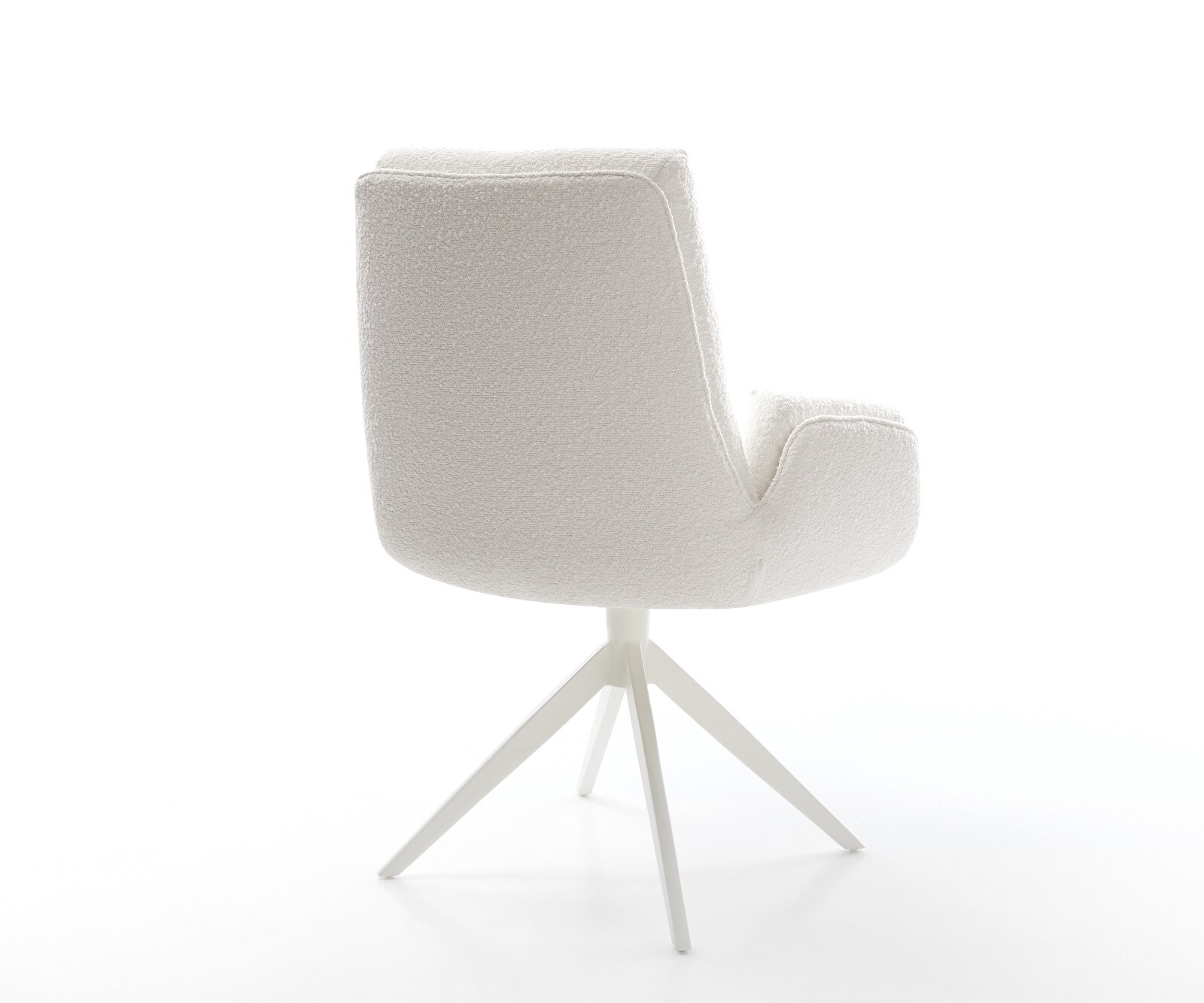 Drehstuhl Clea-Flex Bouclé Creme-Weiß Kreuzgestell breit Weiß 360° drehbar Wippfunktion 4