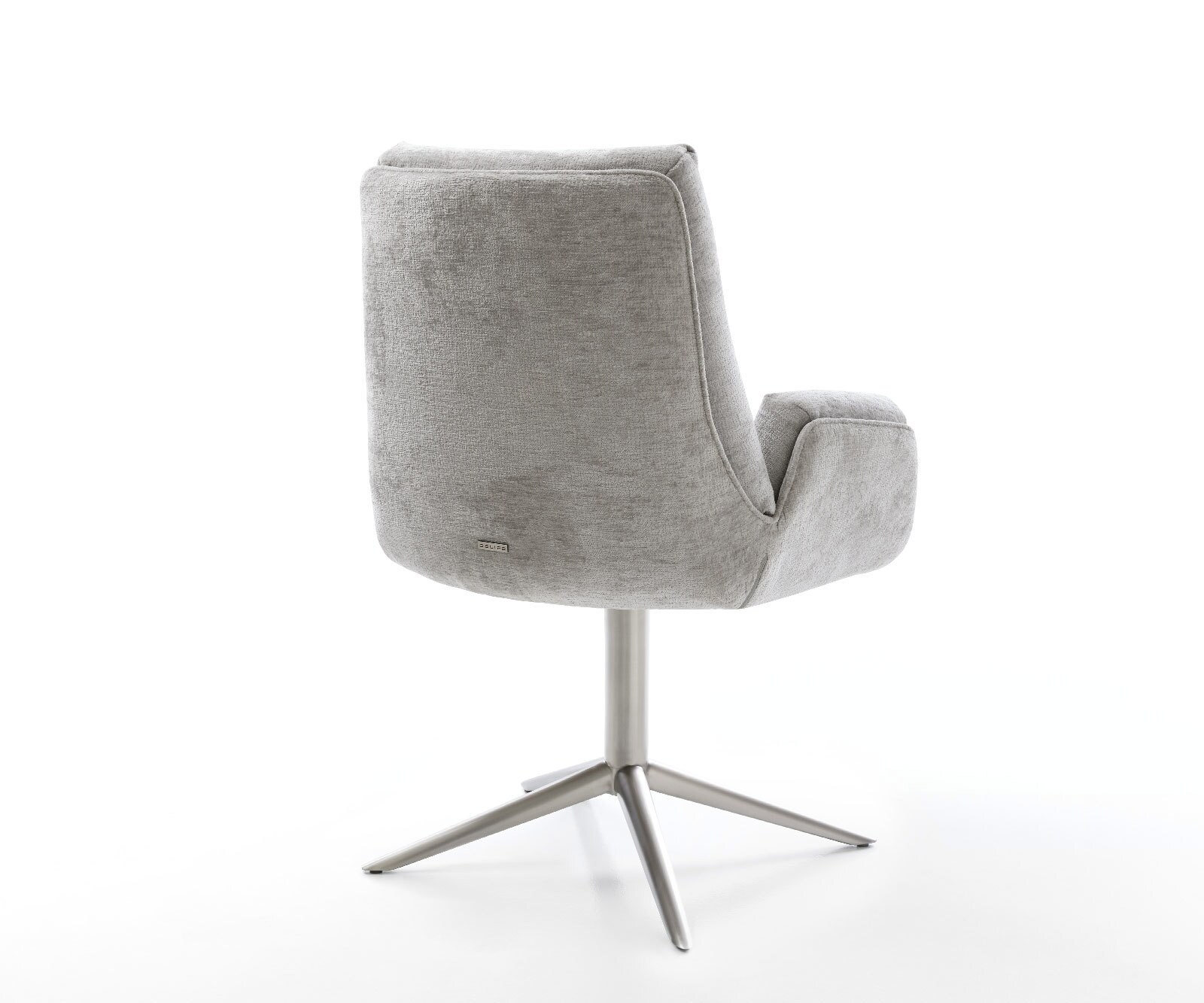 Chaise-pivotante Clea-Flex chenille gris argenté pied de chaise 4 branches acier inoxydable brossé pivotement sur 360° fonction bascule 4