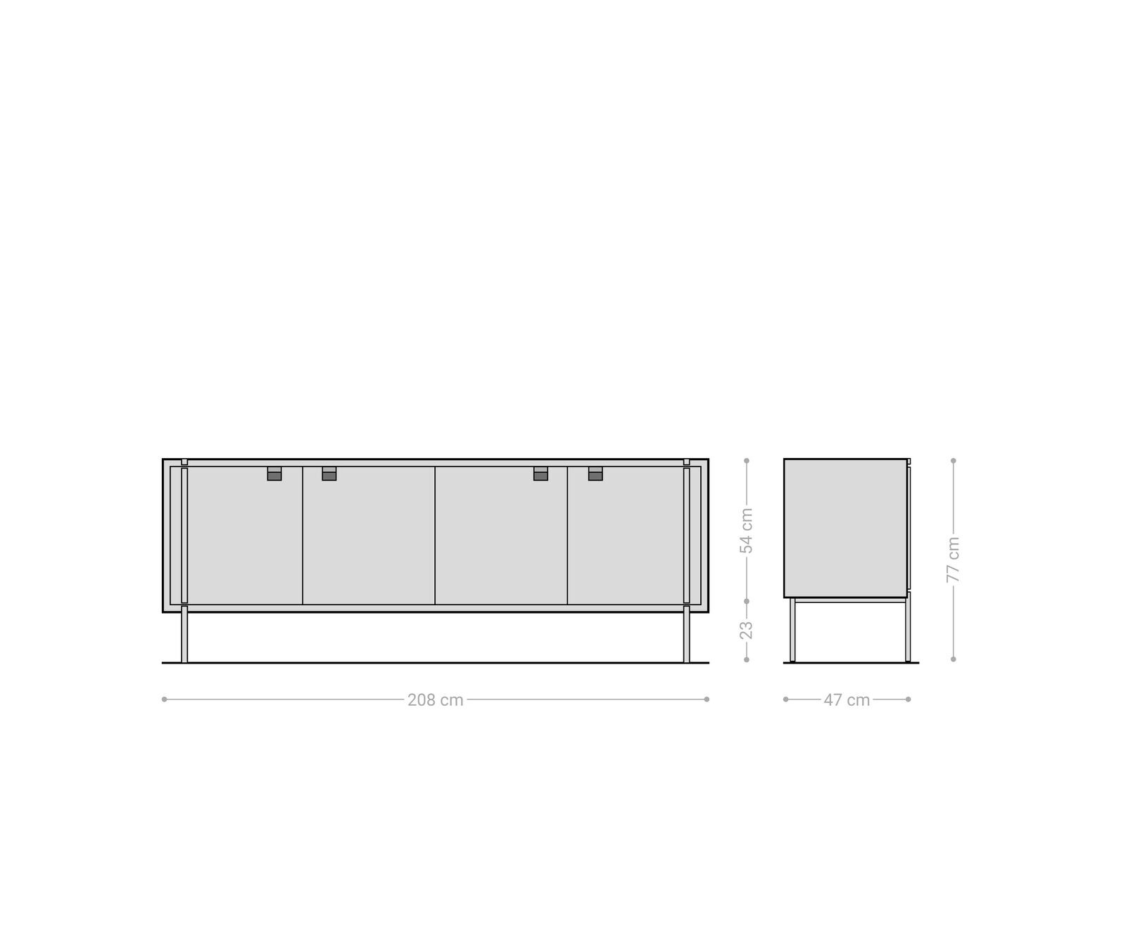 Sideboard Rivoro 210 cm Akazie Natur 4 Türen 7