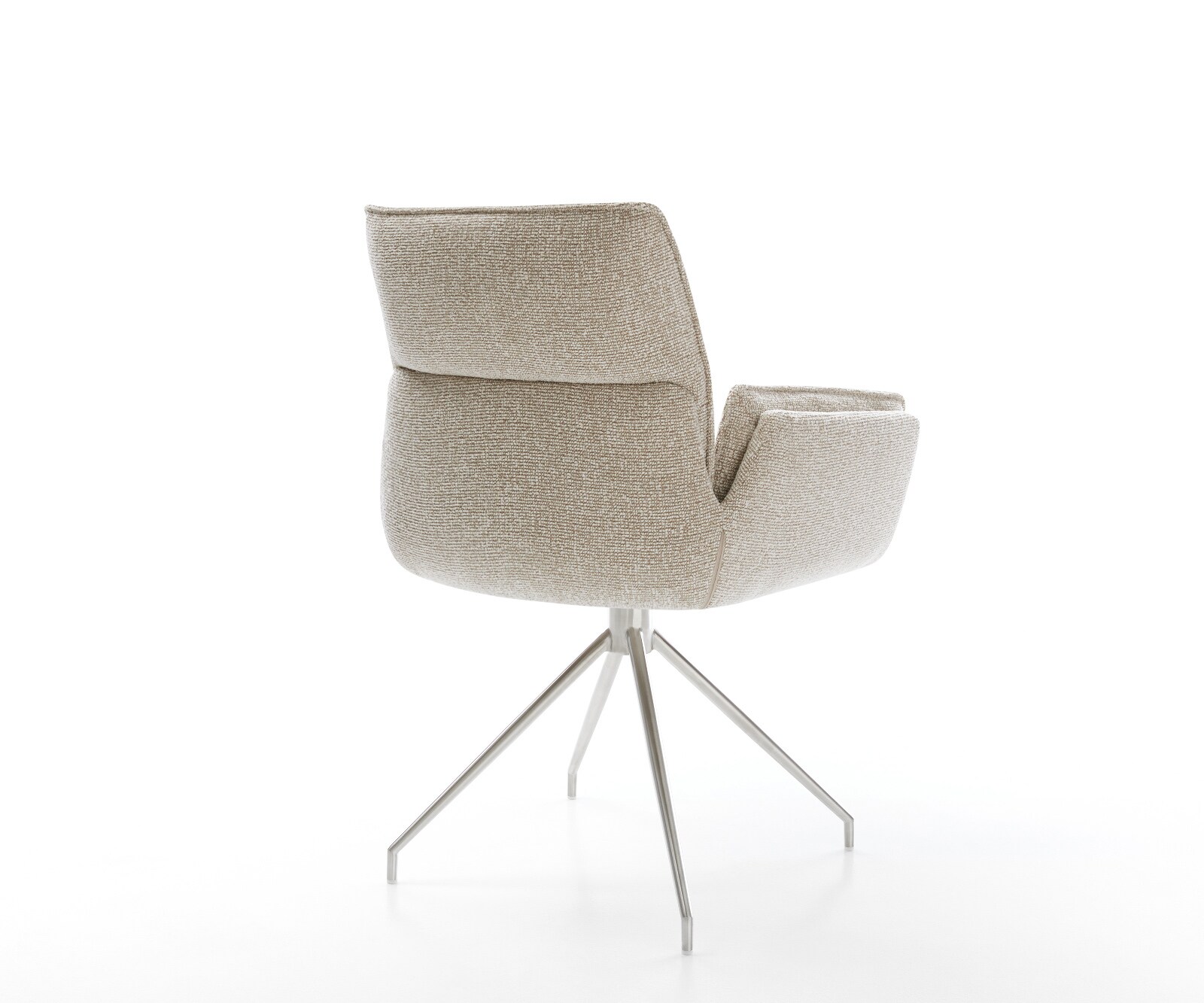 Esszimmerstuhl Nela-Flex Webstoff Soft Beige Kreuzgestell konisch Edelstahl 4