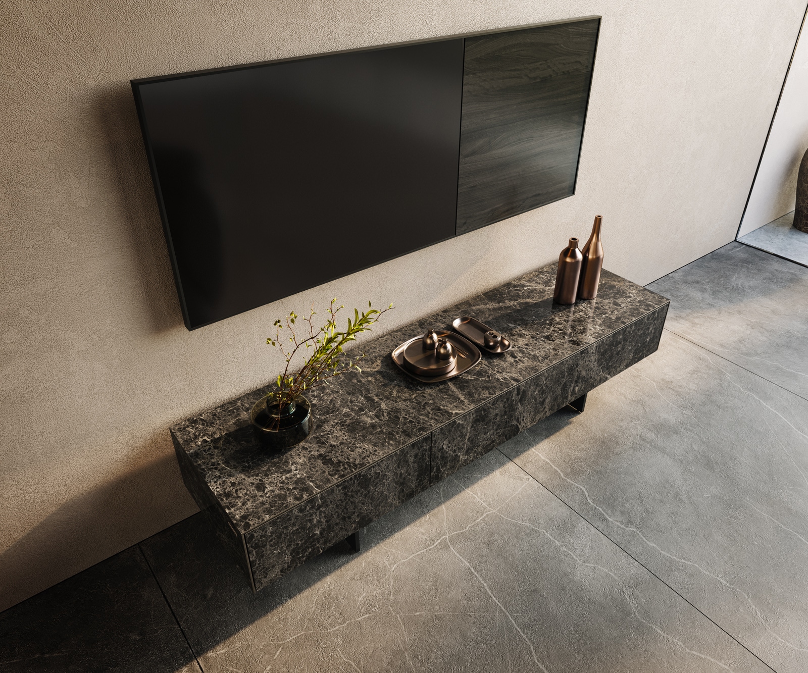 Lowboard Cuor 150 cm Keramik Laminam® Emperador Extra Lucidato Dunkelbraun 1 Klappe 1 Schubfach Fuß Schwebeoptik Metall Schwarz 3 Lowboard Cuor 150 cm Keramik Laminam® Emperador Extra Lucidato Dunkelbraun 1 Klappe 1 Schubfach Fuß Schwebeoptik Metall Schwarz 3