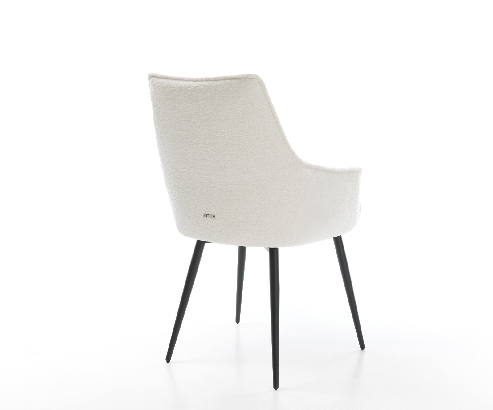 Chaise-de-salle-à-manger Alja-Flex avec accoudoirs bouclé doux beige 4 pieds coniques noir resorts ensachés 5