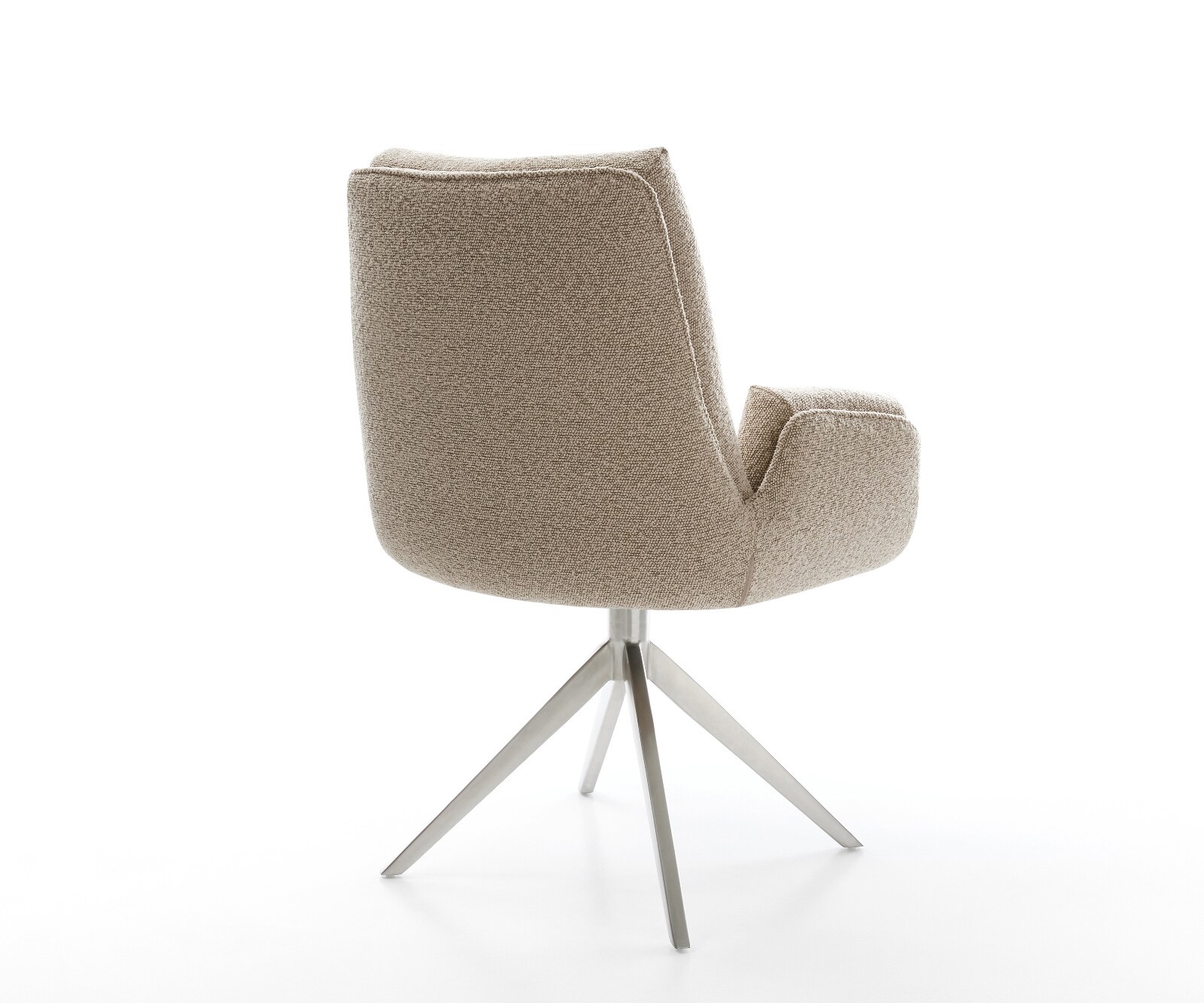 Drehstuhl Clea-Flex Bouclé Schlamm Kreuzgestell breit Edelstahl 360° drehbar Wippfunktion 4