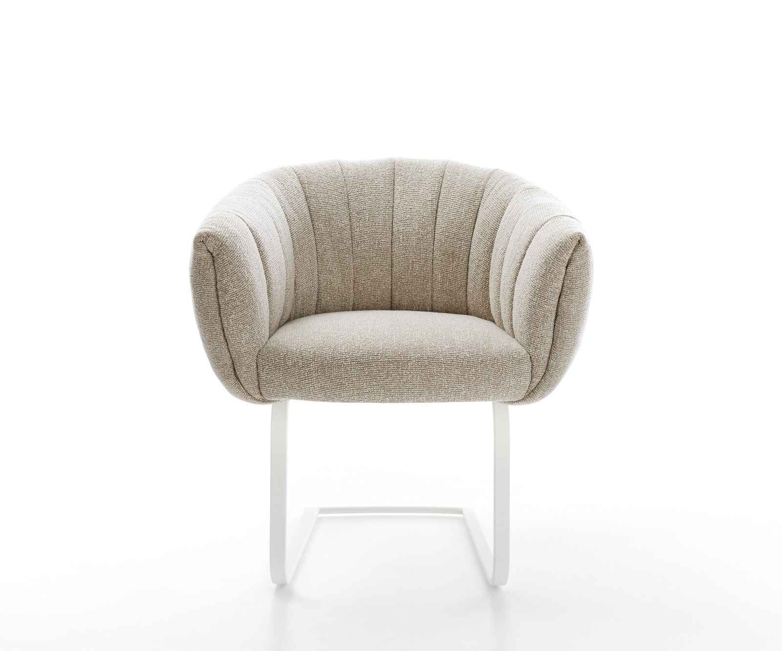 Cantilever Jada-Flex tissu tissé doux beige pied cantilever plat blanc ressorts ensachés 2