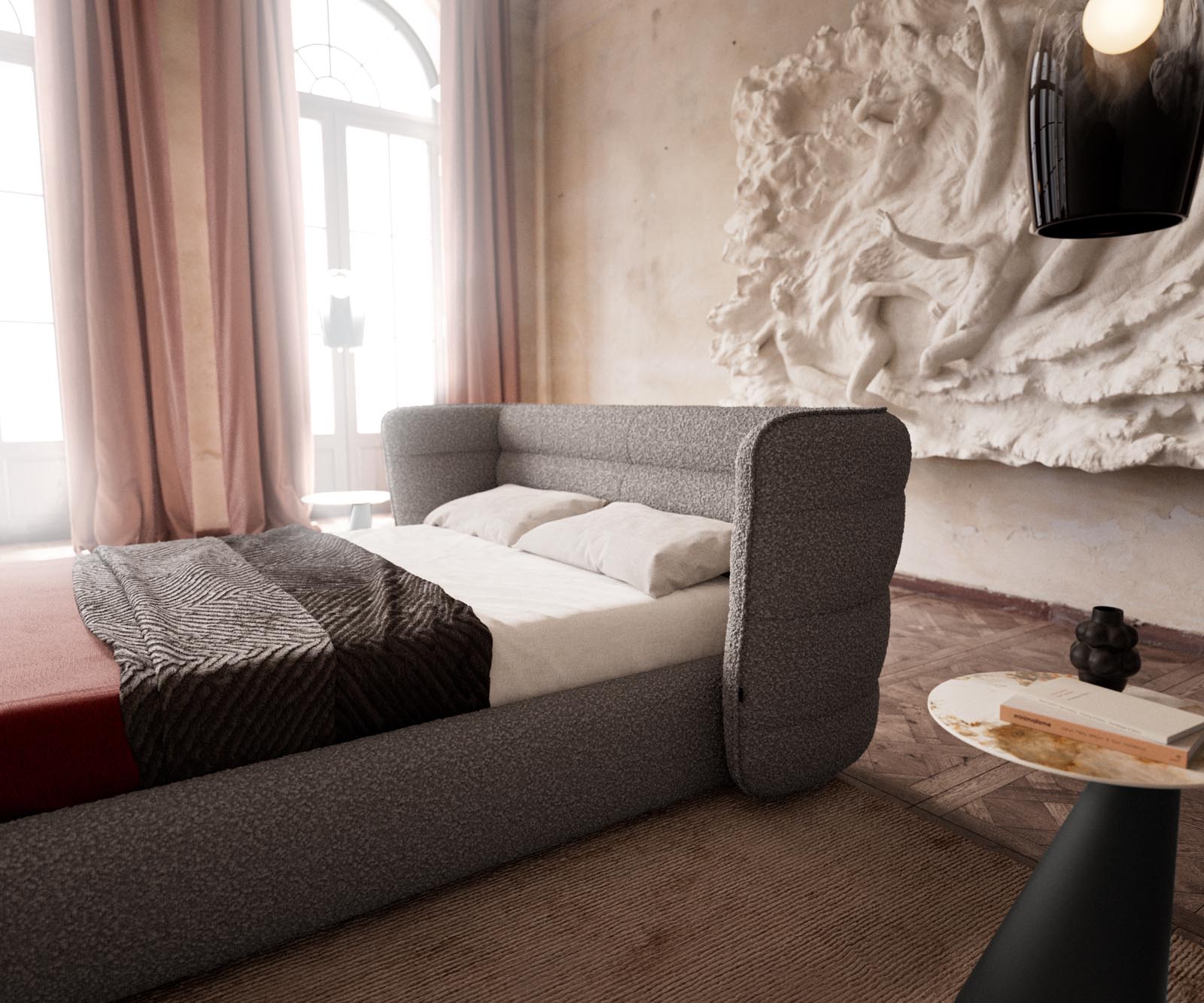 Sommier rembourré Simea 140x200 cm Bouclé Gris Argenté 4