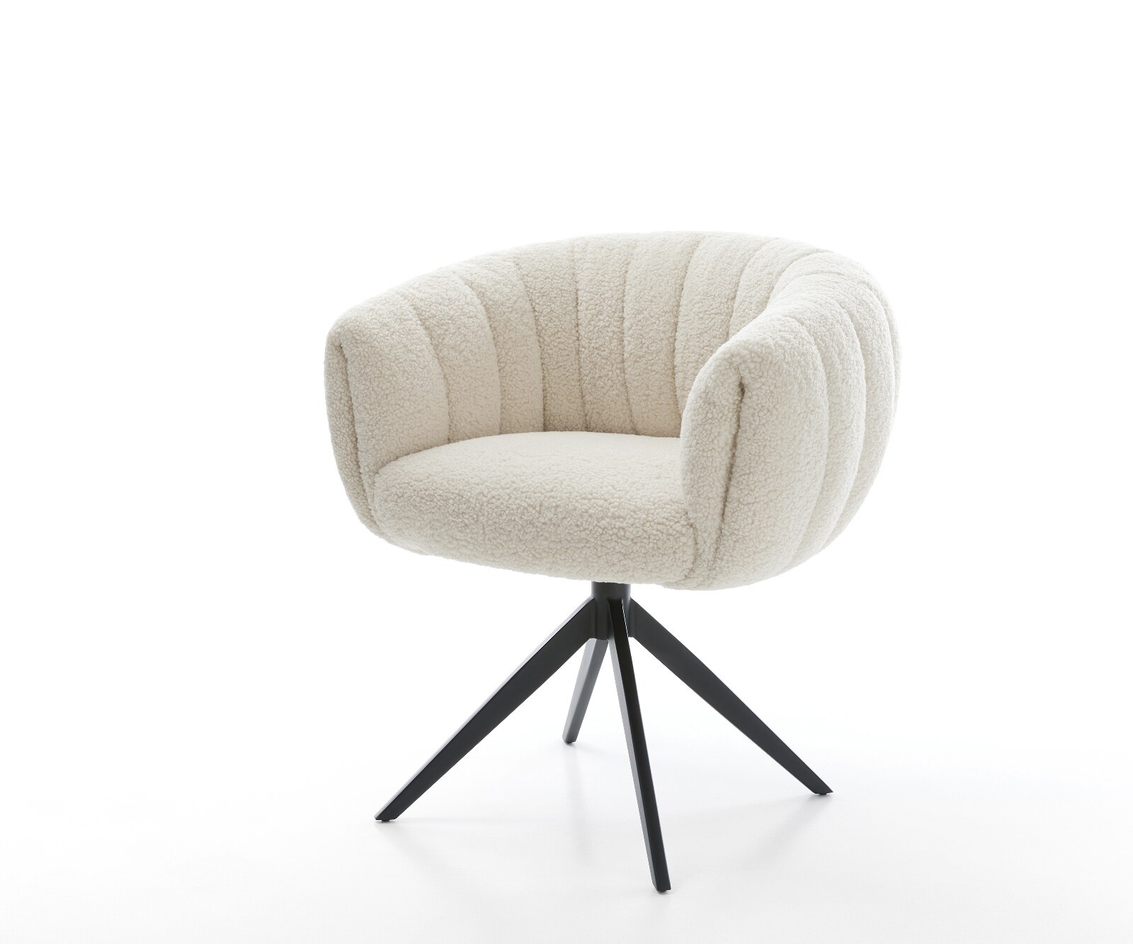 Drehstuhl Jada-Flex Teddystoff Beige Kreuzgestell breit Schwarz 360° drehbar Wippfunktion Taschenfederkern 1