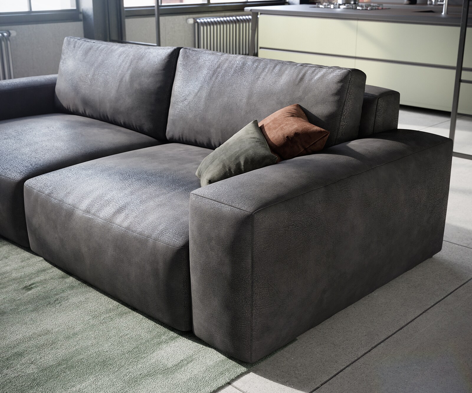 Big canapé Lanzo 230x95 cm similicuir vintage anthracite 4
