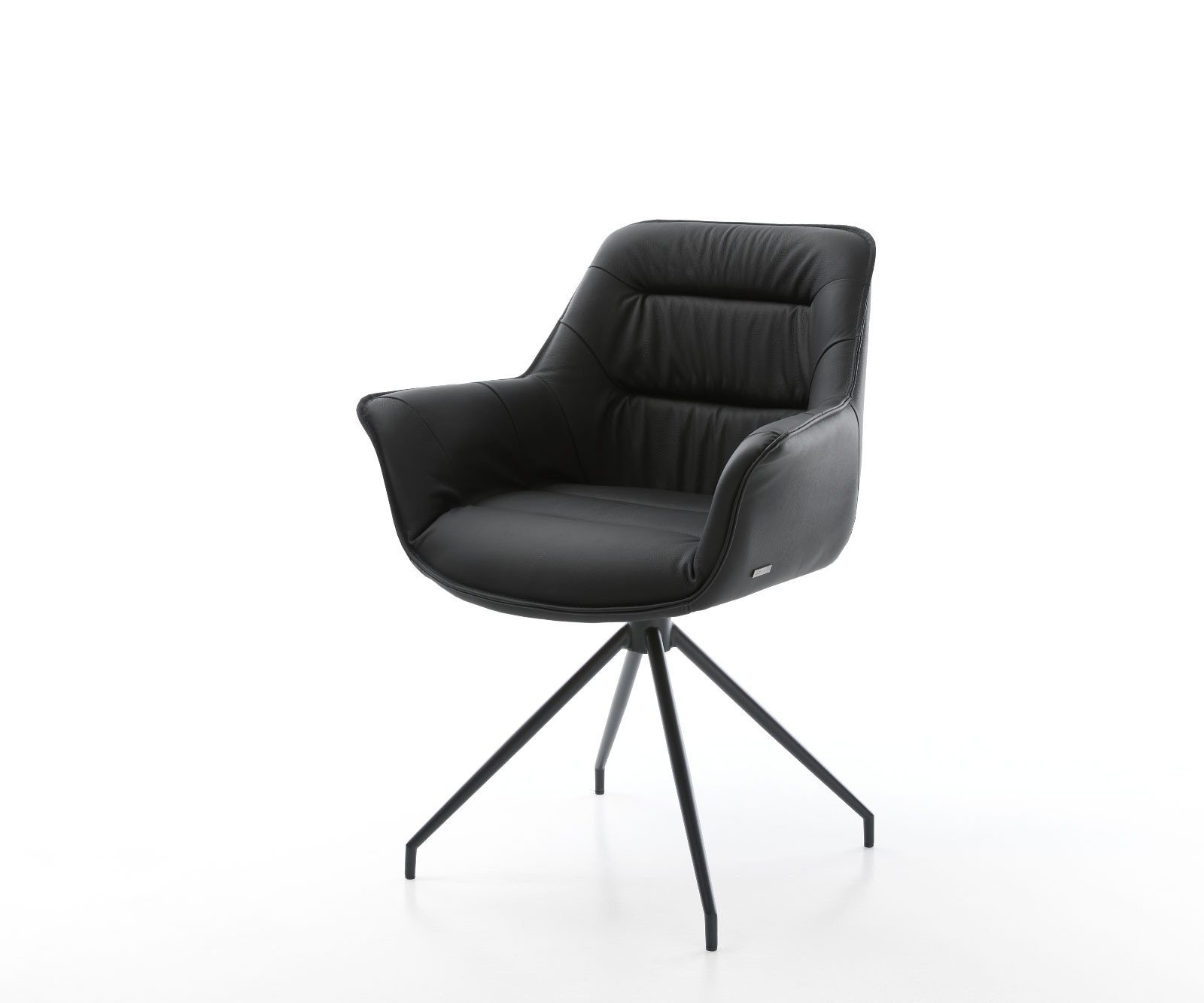 Drehstuhl Kaira-Flex Echt-Leder Schwarz Kreuzgestell konisch Schwarz 180° drehbar