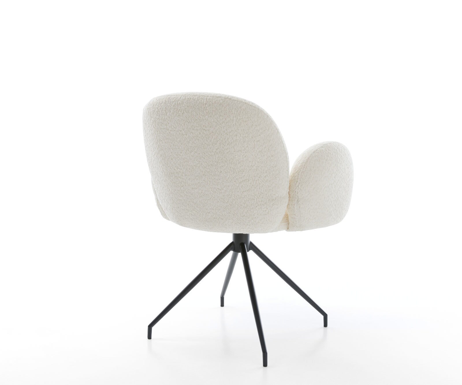 Chaise-pivotante Nube-Flex avec accoudoirs bouclé blanc pied croisé conique noir pivotement sur 180° ressorts ensachés 4