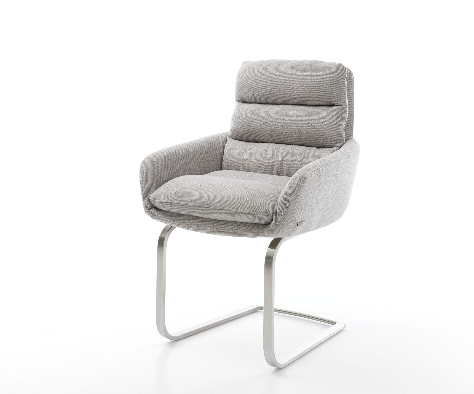Schwingstuhl Abelia-Flex mit Armlehnen Stripes Hellgrau Freischwinger flach Edelstahl