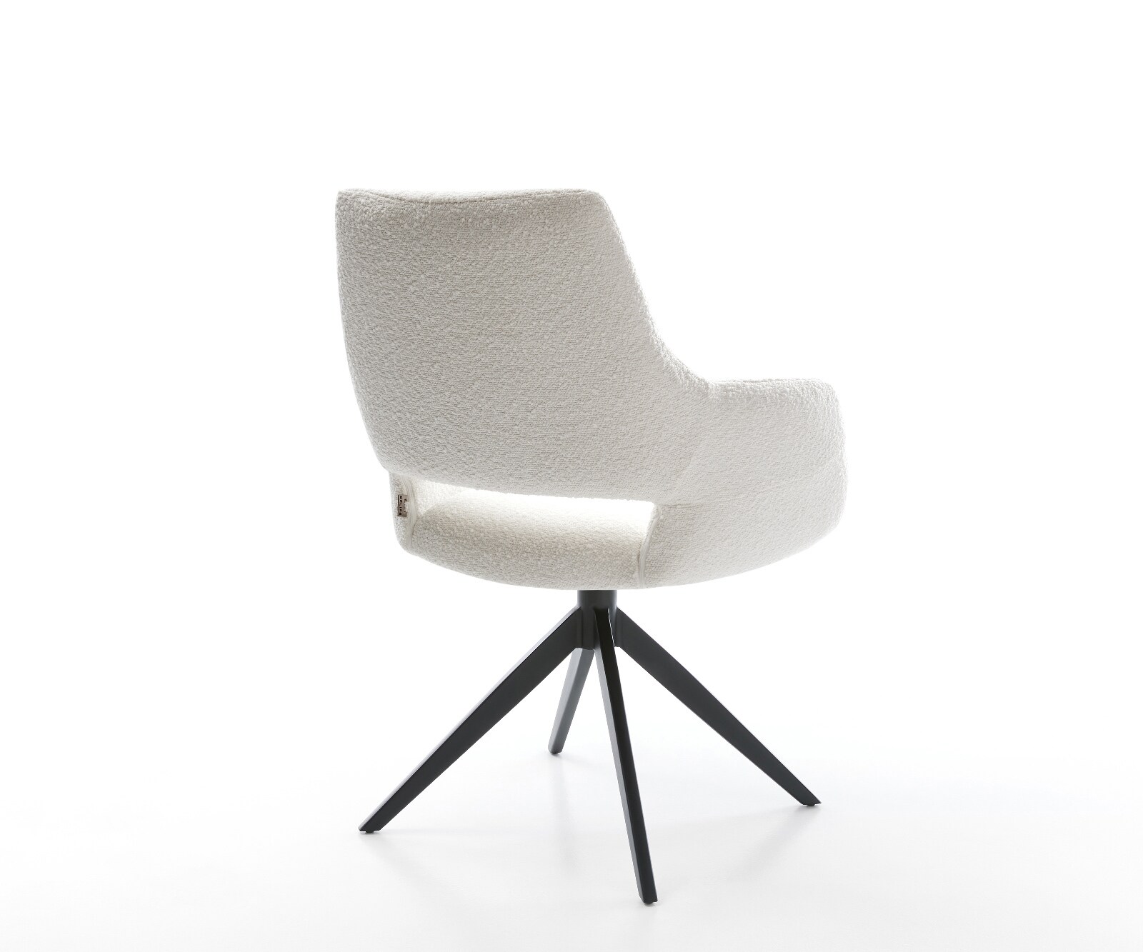 Chaise-pivotante Yago-Flex avec accoudoirs bouclé crème-blanc pied croisé large noir pivotement sur 360° fonction bascule ressorts ensachés 4