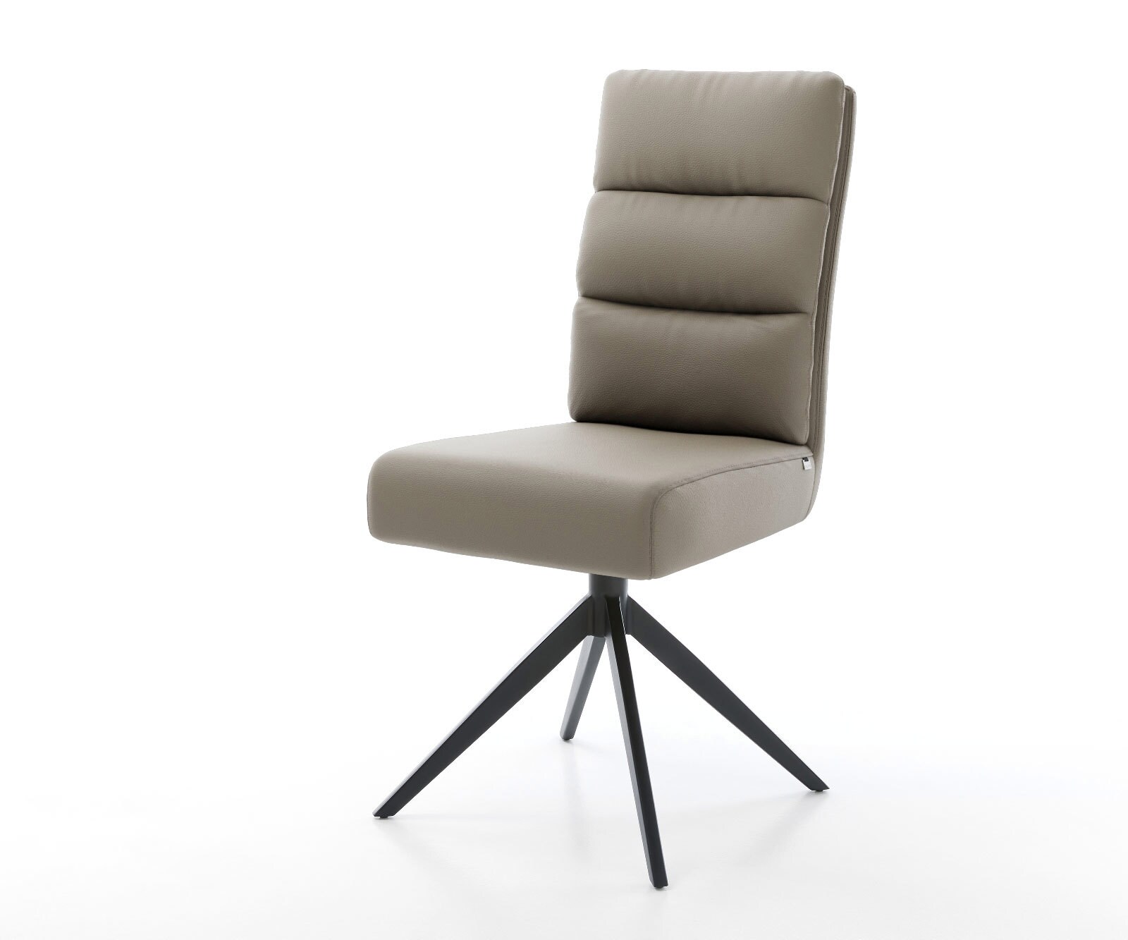 Chaise-pivotante Pela-Flex cuir de vache couleur boue pied croisé large noir pivotement sur 360° fonction bascule ressorts ensachés