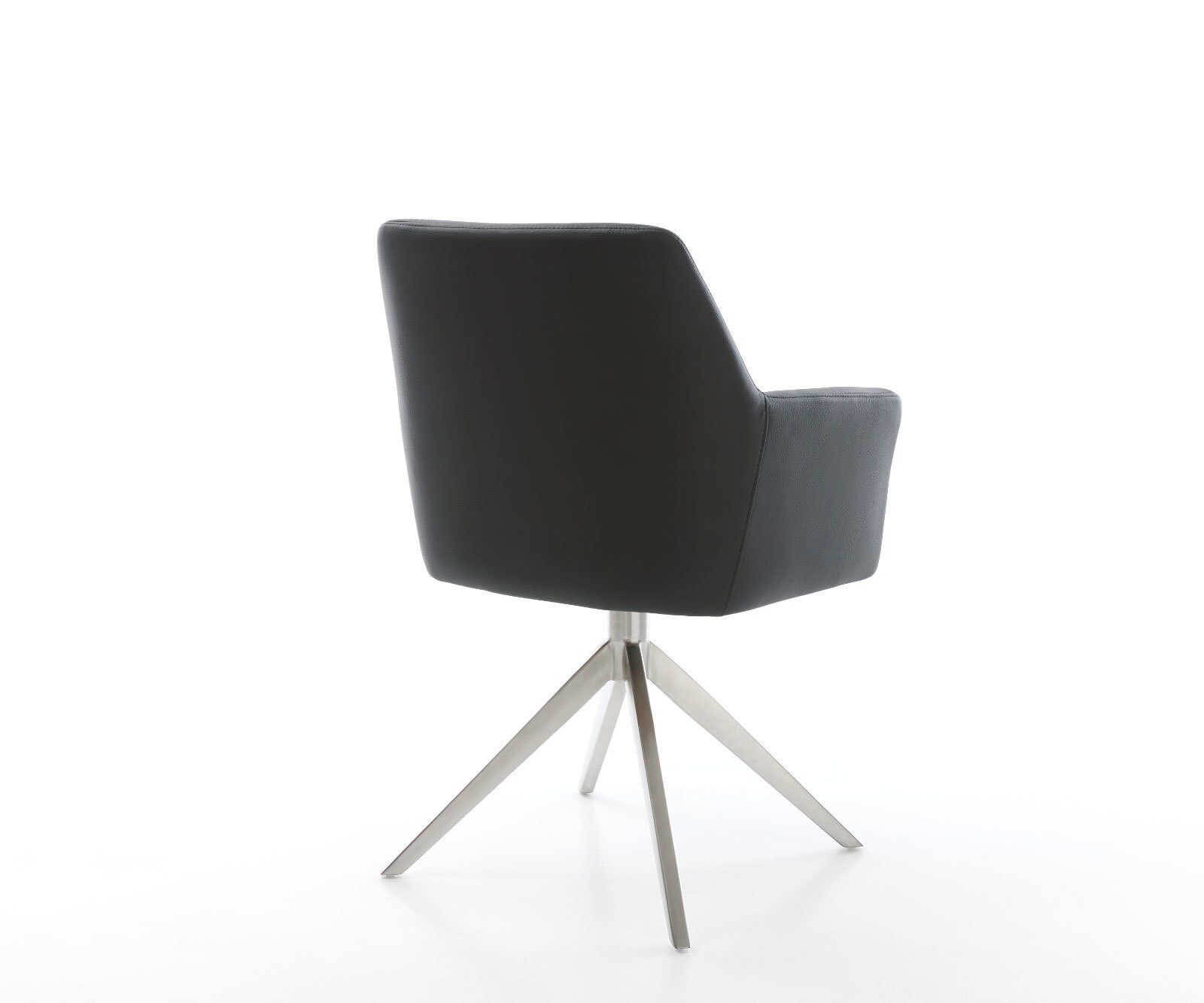 Chaise-pivotante Xana-Flex cuir de vache noir pied croisé large acier inoxydable brossé pivotement sur 360° fonction bascule ressorts ensachés 4