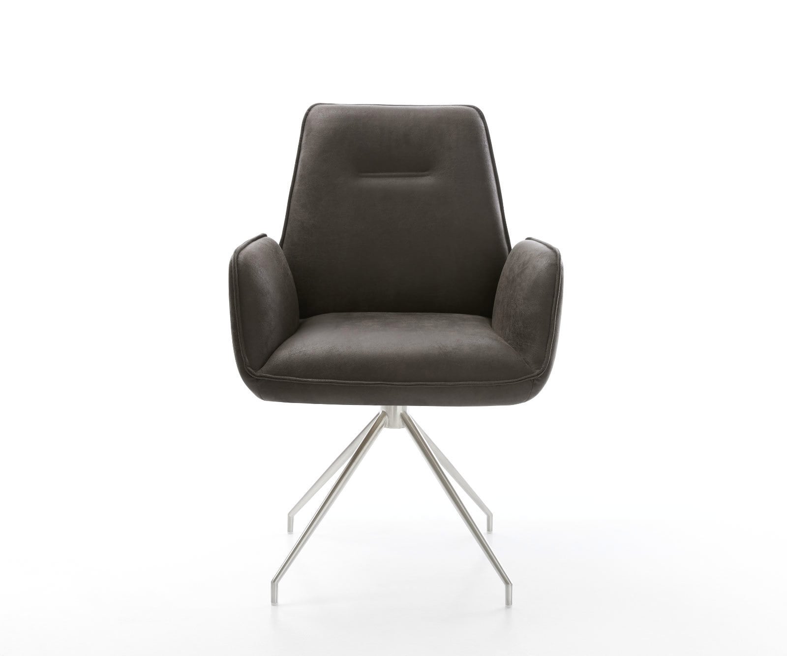 Esszimmerstuhl Zoa-Flex Mikrofaser Anthrazit Vintage Kreuzgestell konisch Edelstahl Taschenfederkern 1 Esszimmerstuhl Zoa-Flex Mikrofaser Anthrazit Vintage Kreuzgestell konisch Edelstahl Taschenfederkern 1