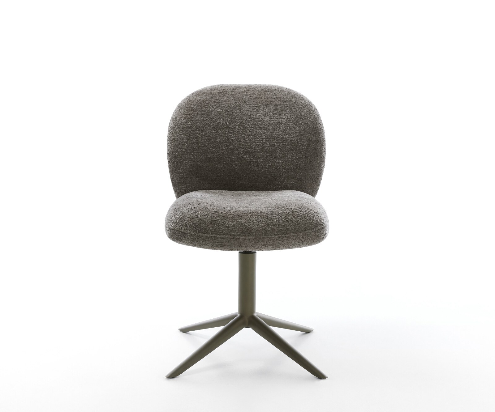 Chaise-pivotante Nube-Flex bouclé doux couleur boue pied de chaise 4 branches aspect titane pivotement sur 360° fonction bascule resorts ensachés 1