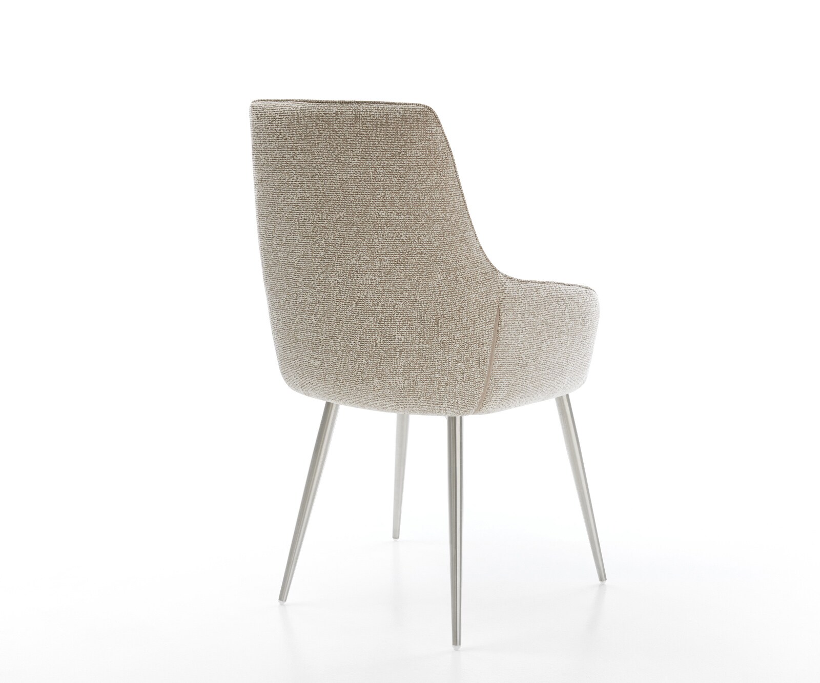 Chaise-de-salle-à-manger Zelia-Flex avec accoudoirs tissu tissé doux beige 4 pieds coniques acier inoxydable resorts ensachés 4
