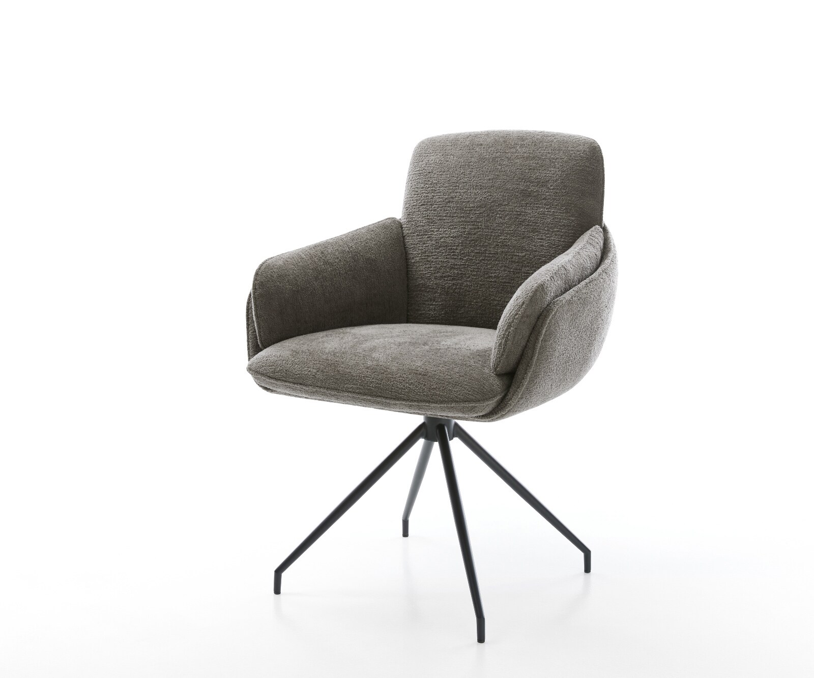 Esszimmerstuhl Luan-Flex mit Armlehnen Bouclé Soft Schlamm Kreuzgestell konisch Schwarz 1