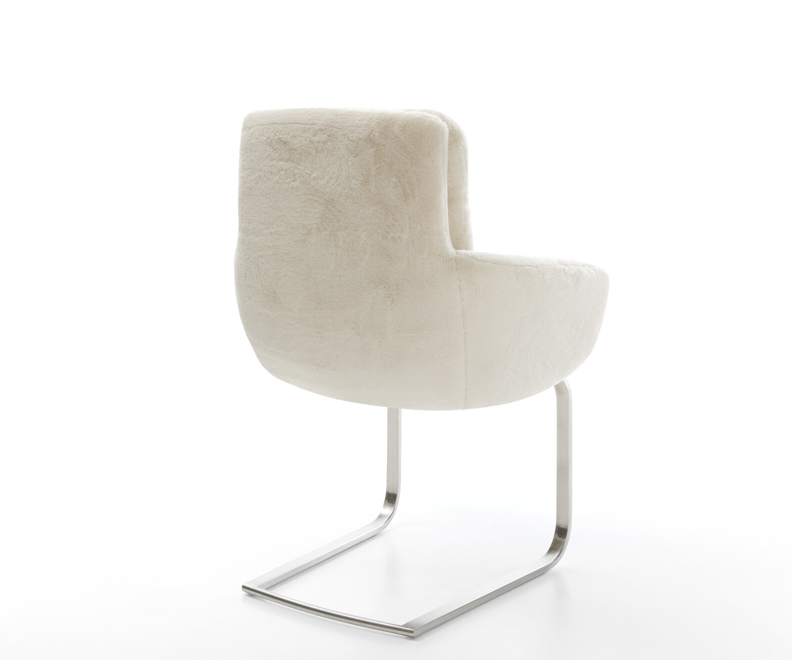 Freischwinger Abelia-Flex mit Armlehnen Plüsch Creme-Weiß Freischwinger flach Edelstahl 4
