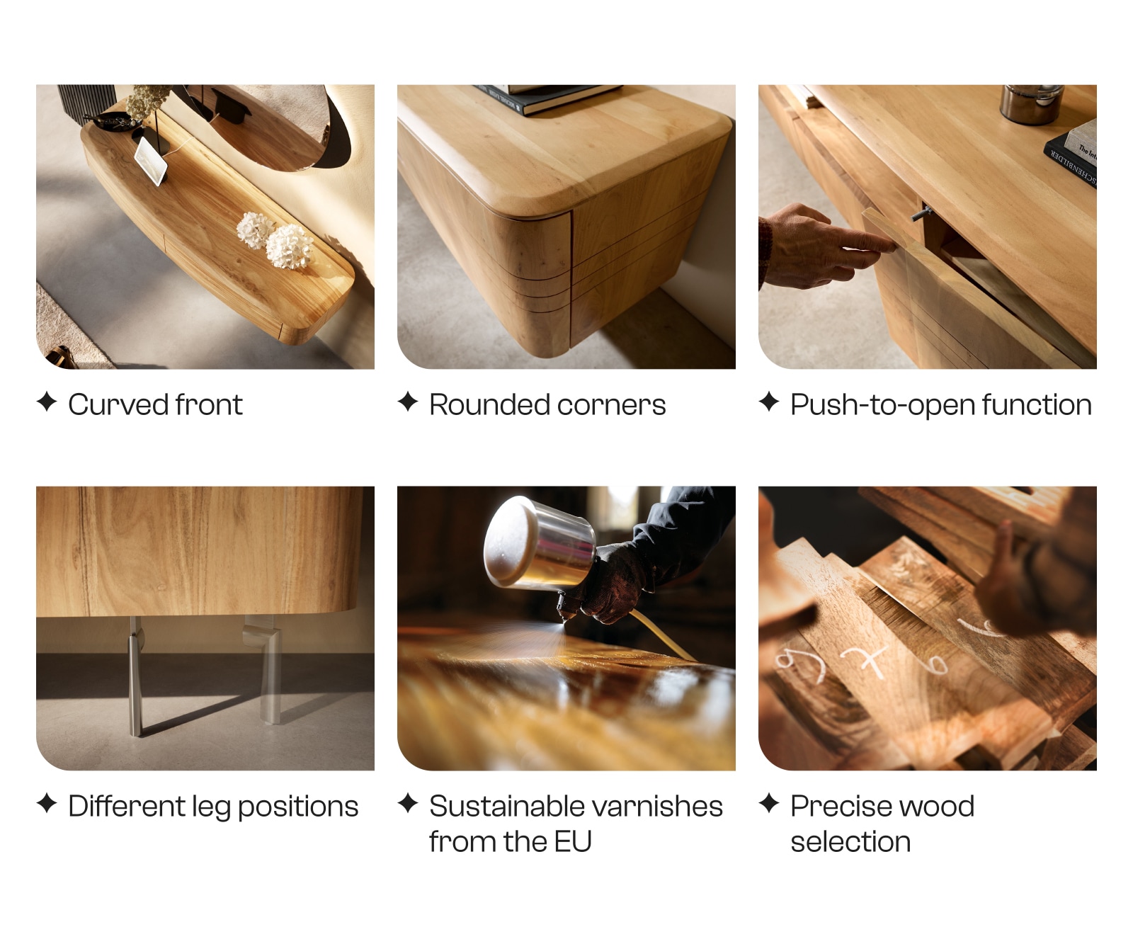 Konsolentisch Nagaru 125x40 cm Akazie Aura 2 Schubladen schwebend 8