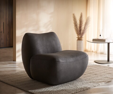 Loungesessel Zena 75x85 cm Mikrofaser Anthrazit Vintage