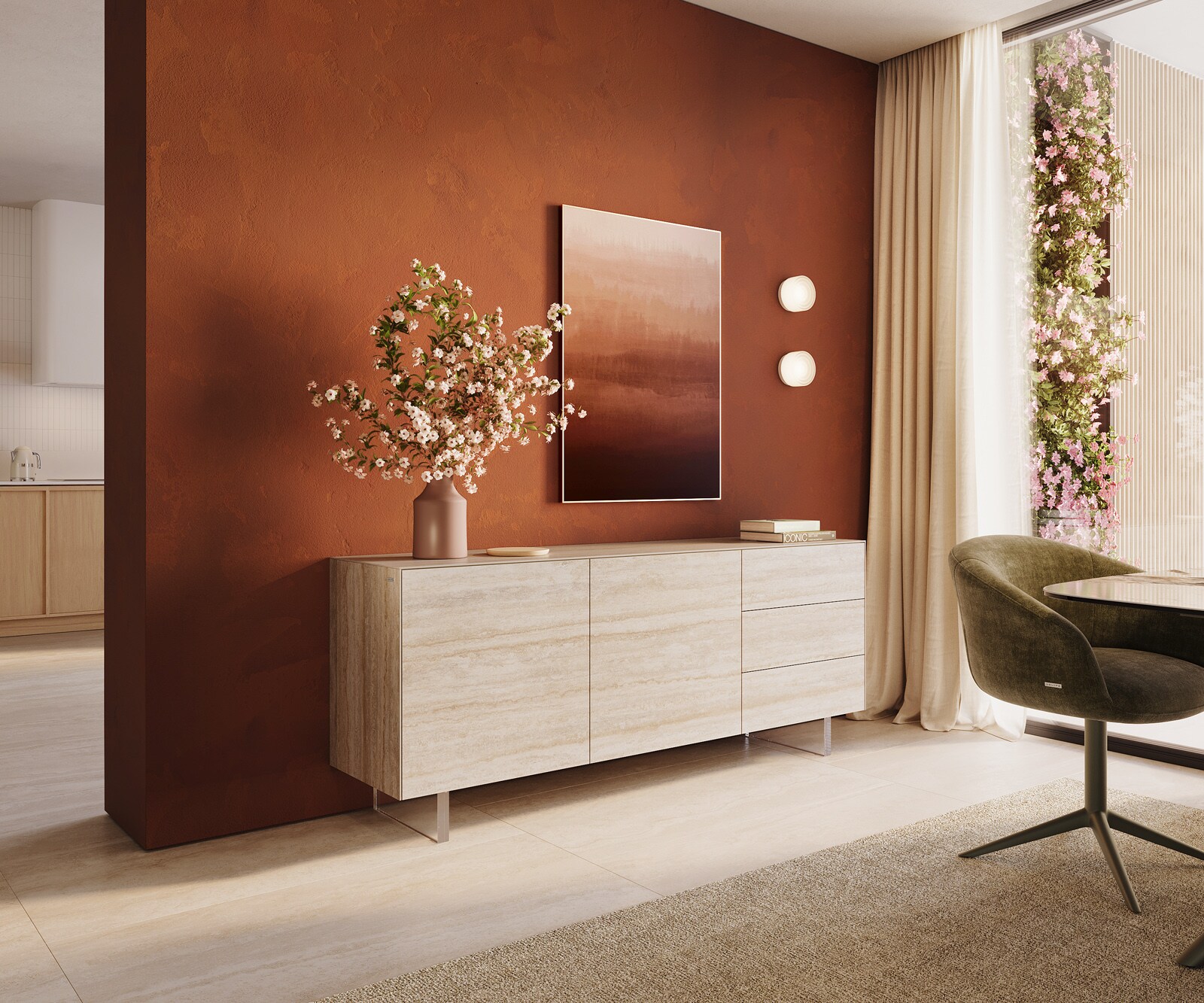 Sideboard Cuor 180 cm Keramik 2 Türen 3 Schubfächer 3