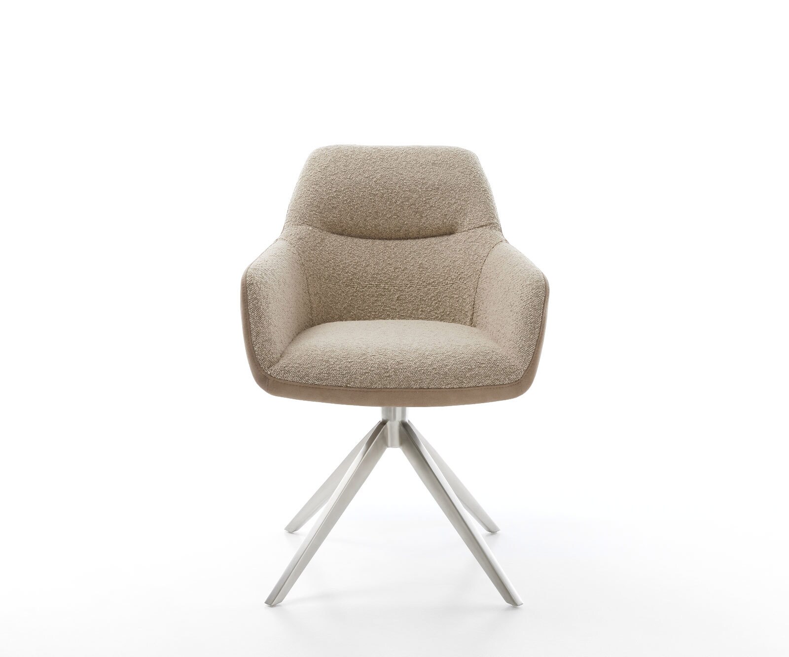 Chaise-pivotante Pejo-Flex tissu mixte couleur boue pied croisé large acier inoxydable brossé pivotement sur 360° ressorts ensachés 1 Chaise-pivotante Pejo-Flex tissu mixte couleur boue pied croisé large acier inoxydable brossé pivotement sur 360° ressorts ensachés 1
