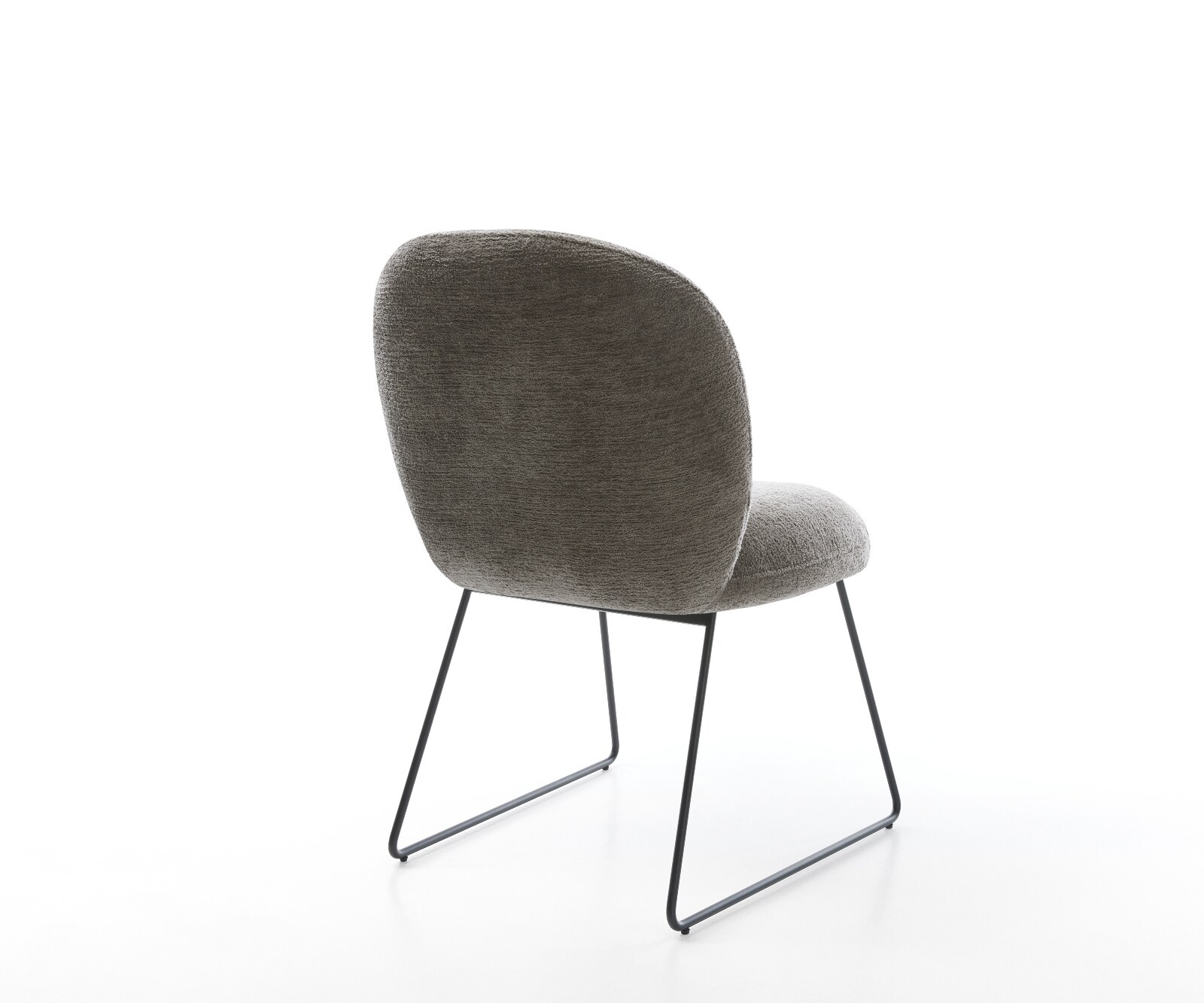 Chaise-de-salle-à-manger Nube-Flex bouclé doux couleur boue pied trapèze noir resorts ensachés 5