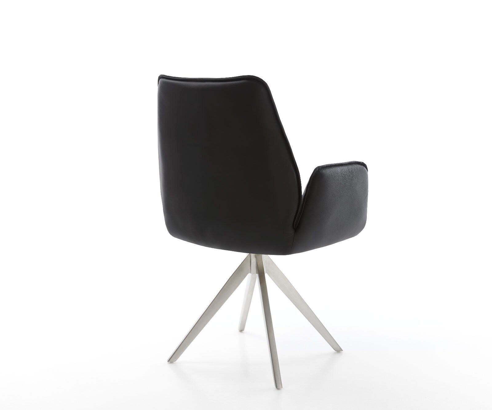 Esszimmerstuhl Zoa-Flex Echt-Leder Schwarz Kreuzgestell kantig Edelstahl Taschenfederkern 4 Esszimmerstuhl Zoa-Flex Echt-Leder Schwarz Kreuzgestell kantig Edelstahl Taschenfederkern 4