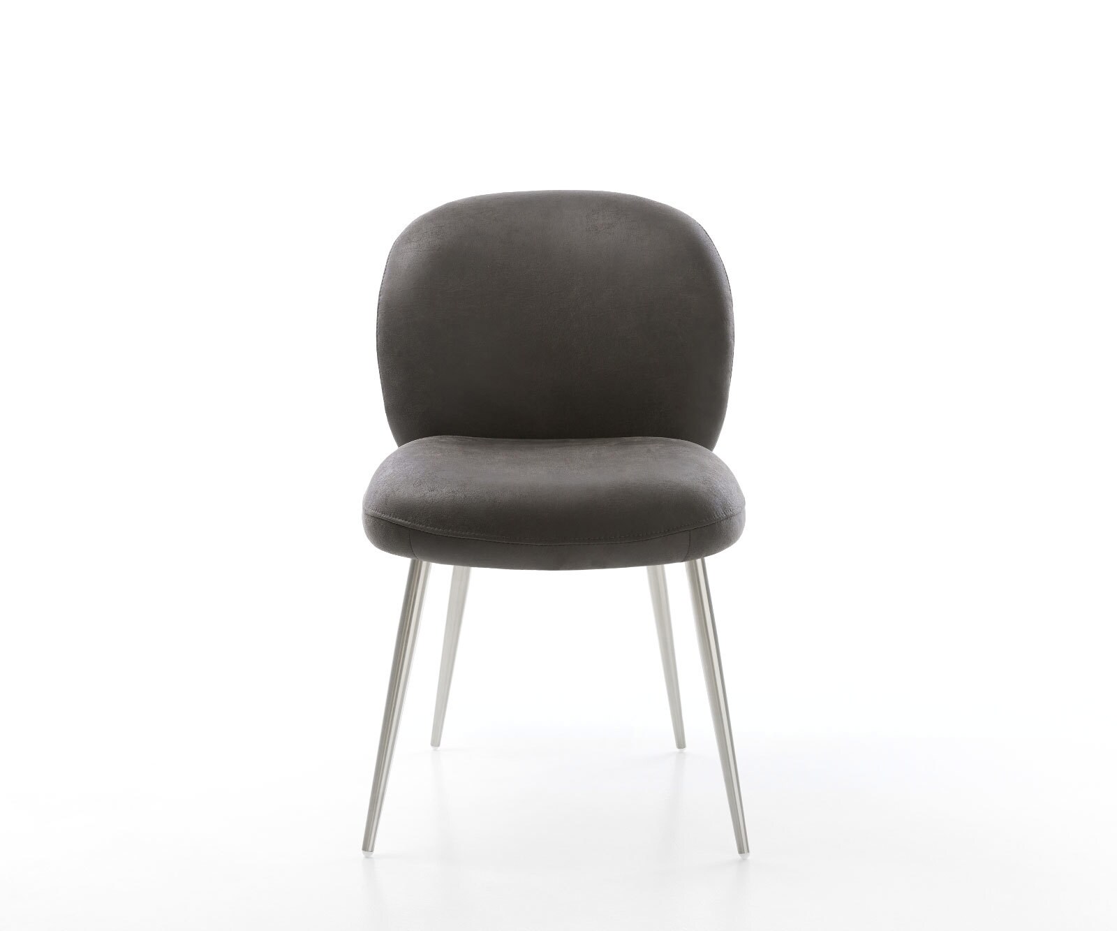 Chaise-de-salle-à-manger Nube-Flex microvelours anthracite vintage 4 pieds coniques acier inoxydable brossé ressorts ensachés 2 Chaise-de-salle-à-manger Nube-Flex microvelours anthracite vintage 4 pieds coniques acier inoxydable brossé ressorts ensachés 2