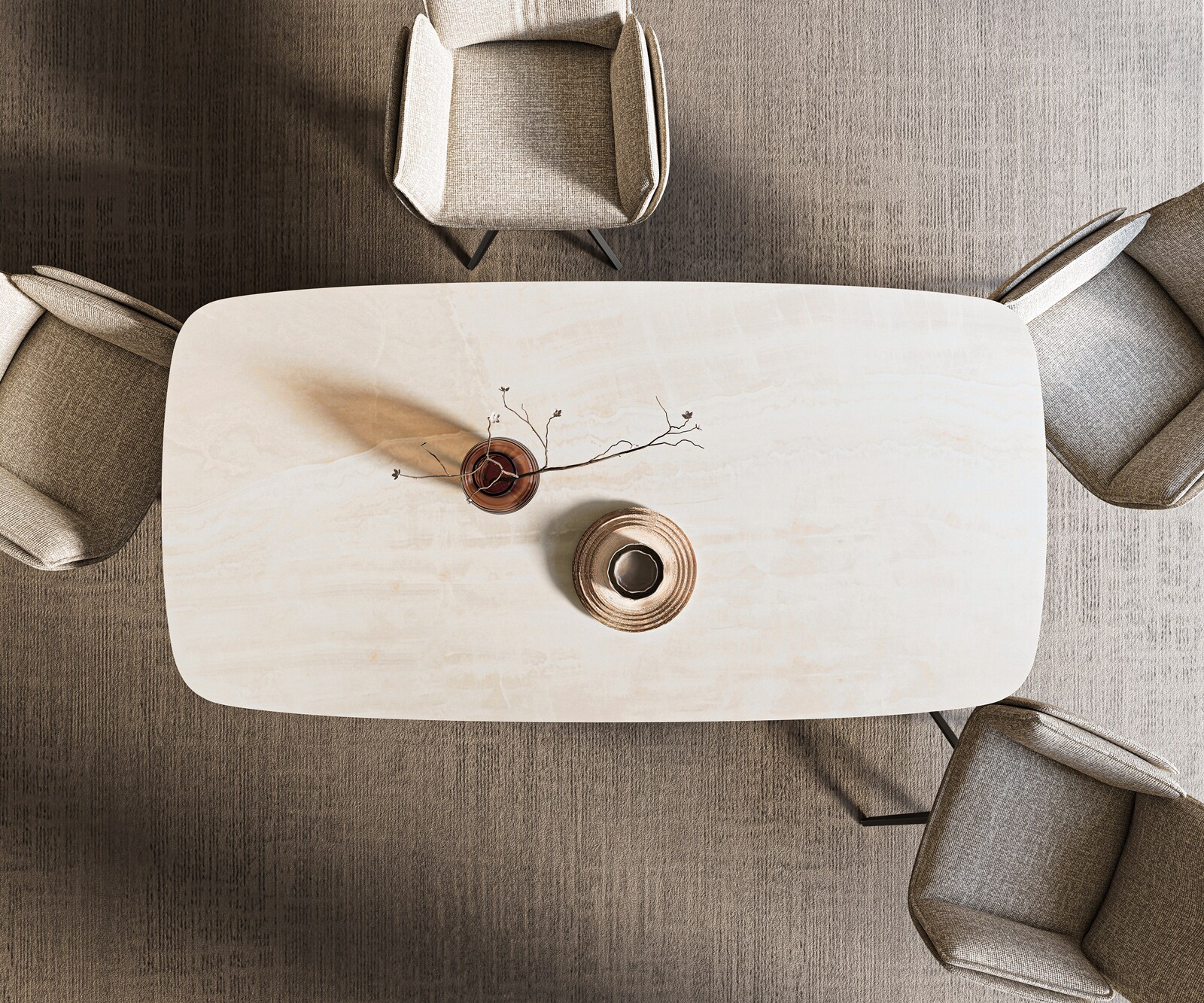 Esstisch Edge Boot 200x100 cm Keramik Onyx Champagne W-Gestell Metall Schwarz 5