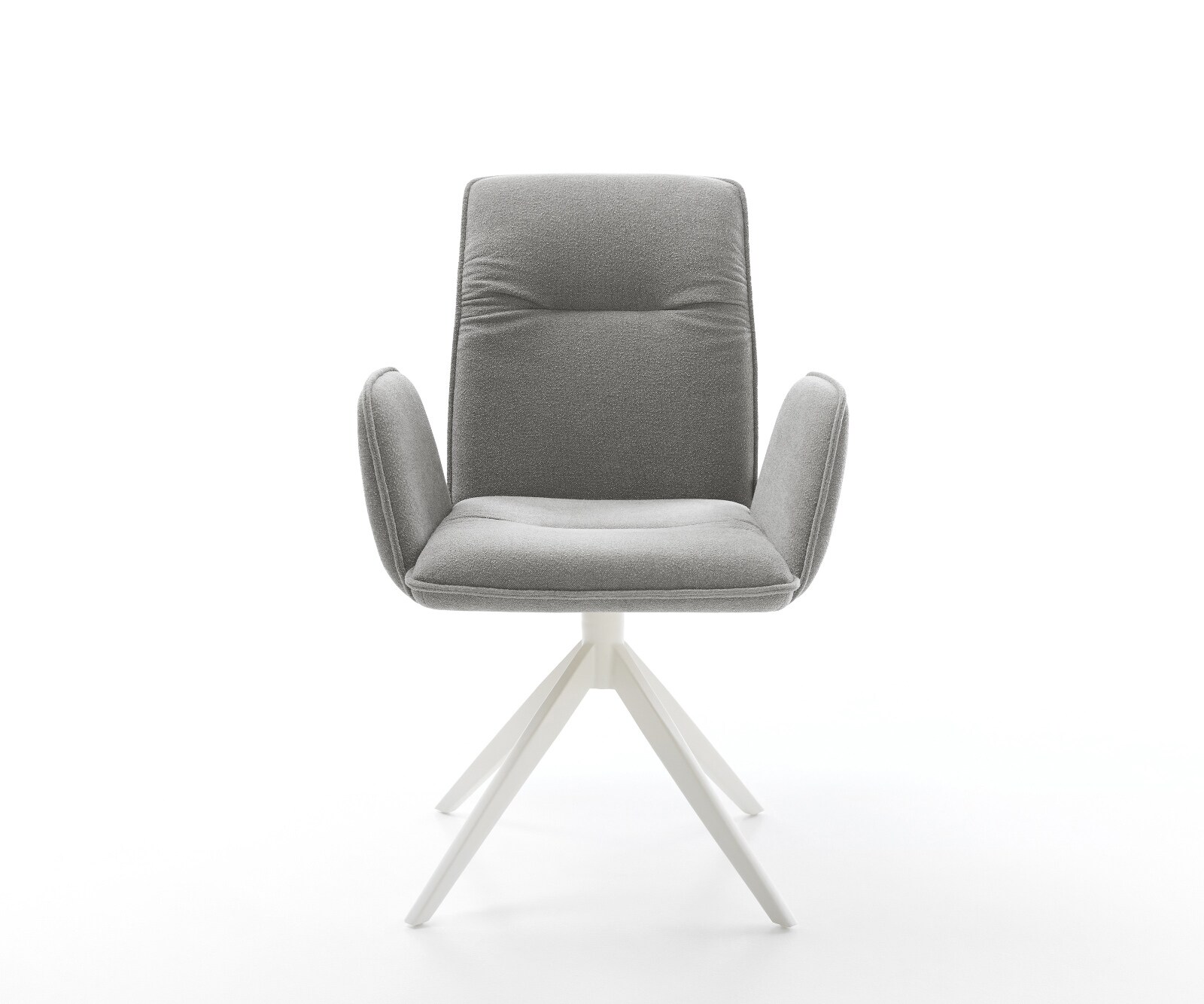 Drehstuhl Vinja-Flex Strukturstoff Soft Grau Kreuzgestell breit Weiß 360° drehbar Wippfunktion 1