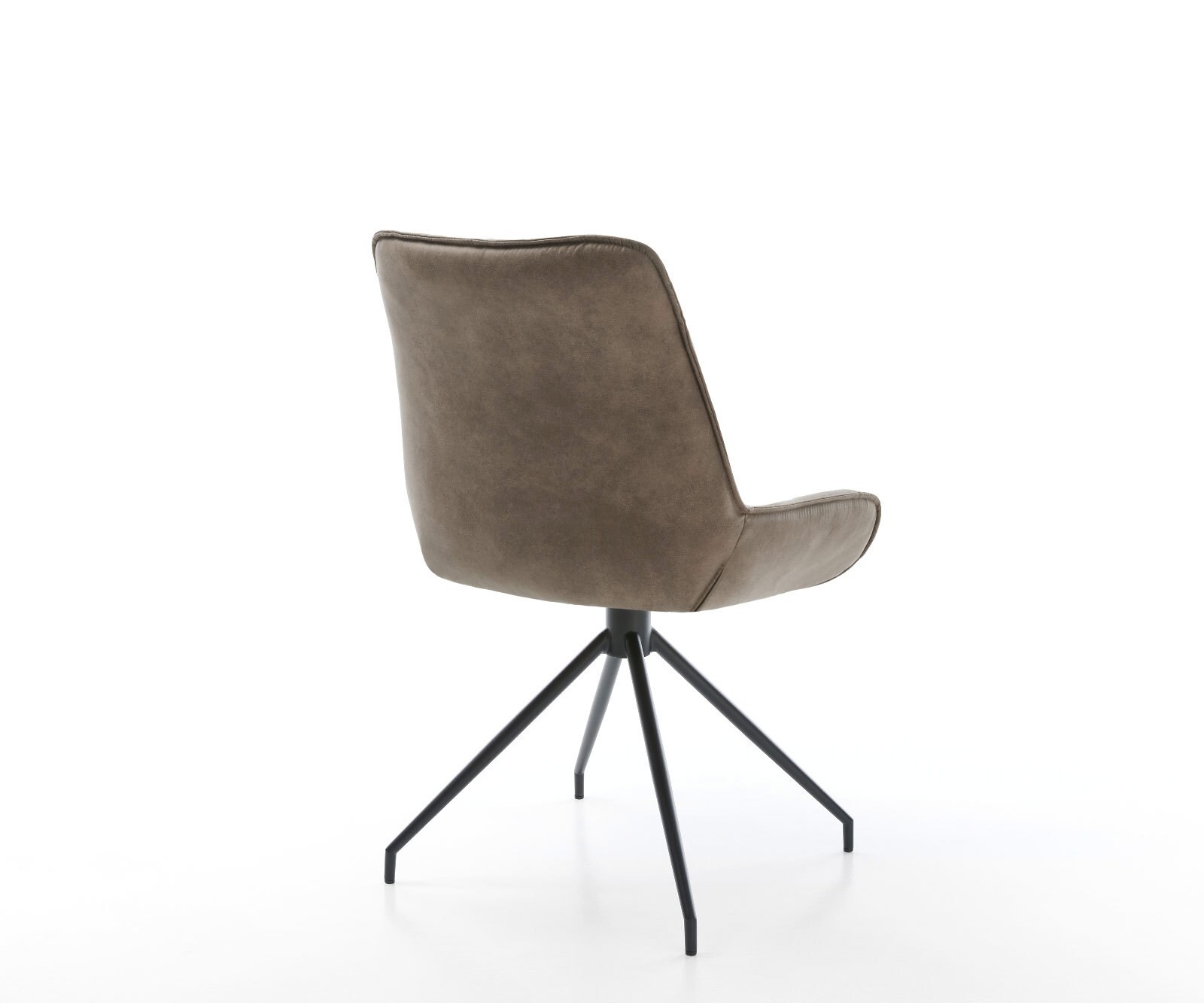 Chaise-de-salle-à-manger Taimi-Flex microvelours taupe vintage pied croisé conique noir 4