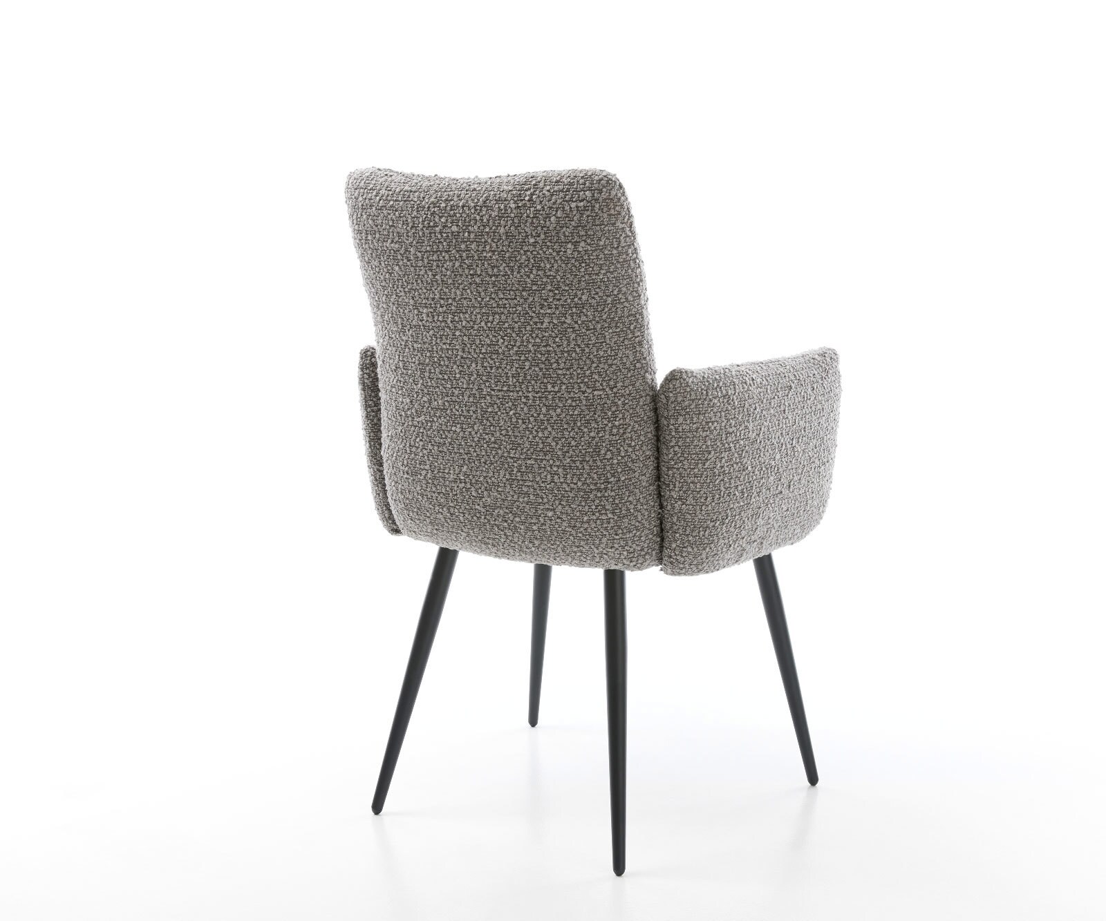 Esszimmerstuhl Jova-Flex mit Armlehnen Bouclé Silbergrau 4-Fuß konisch Schwarz Taschenfederkern 5
