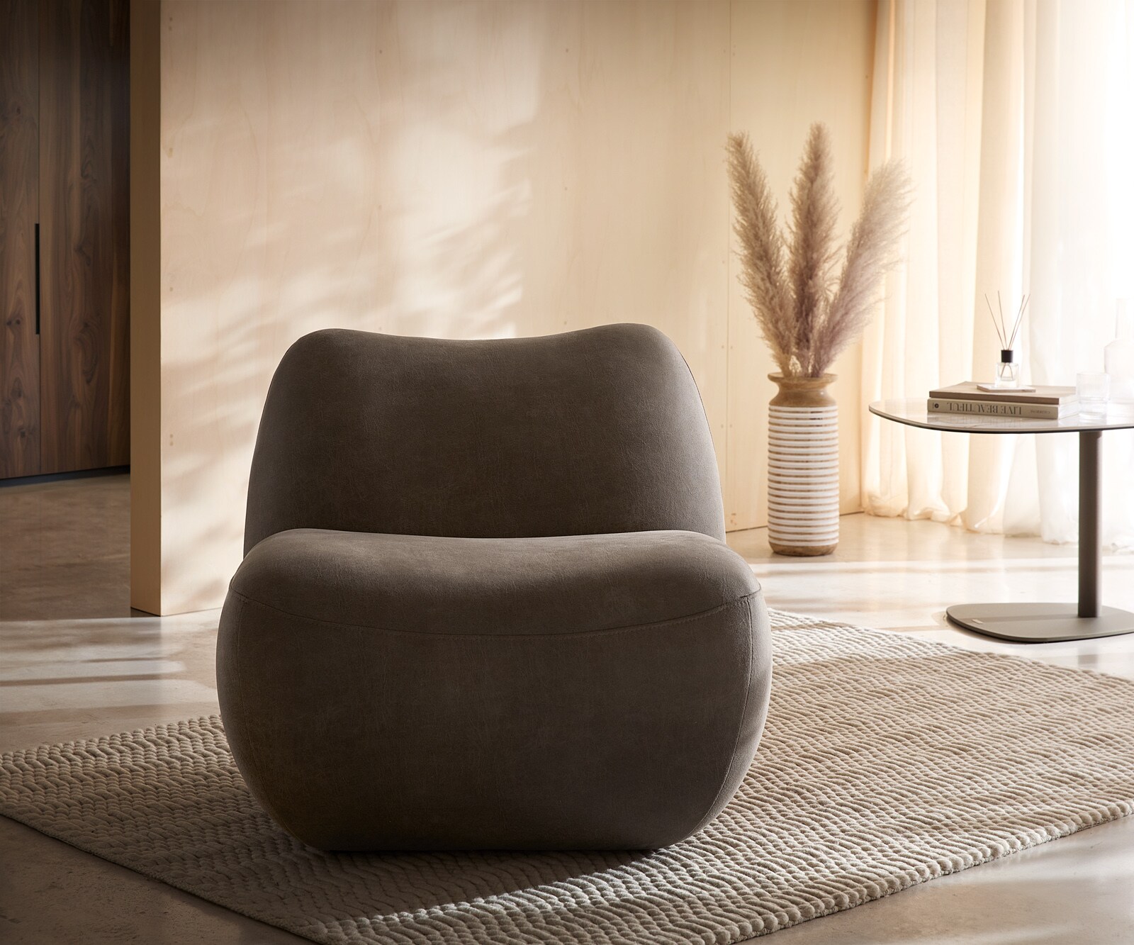 Fauteuil-lounge Zena 75 x 85 cm taupe vintage 5