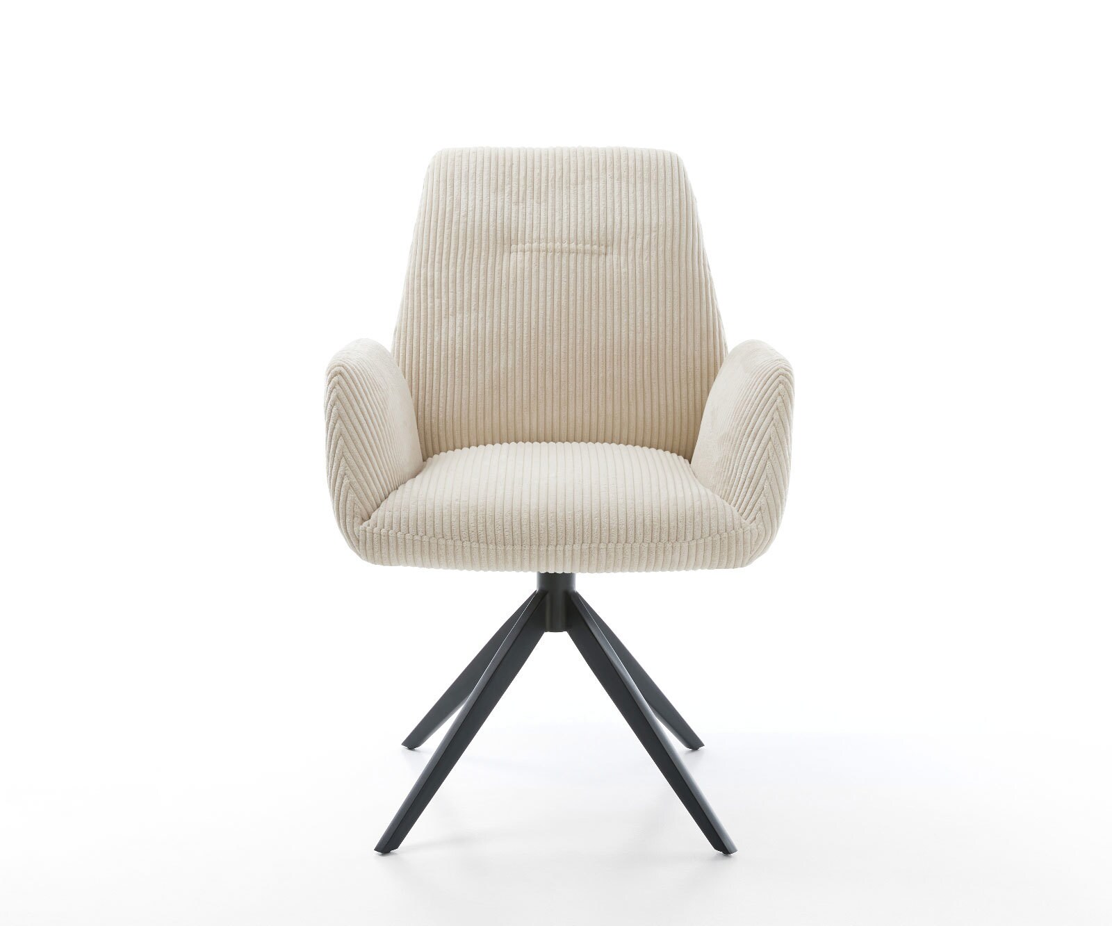 Chaise-pivotante Zoa-Flex côtelé beige pied croisé large noir pivotement sur 360° fonction bascule ressorts ensachés 1