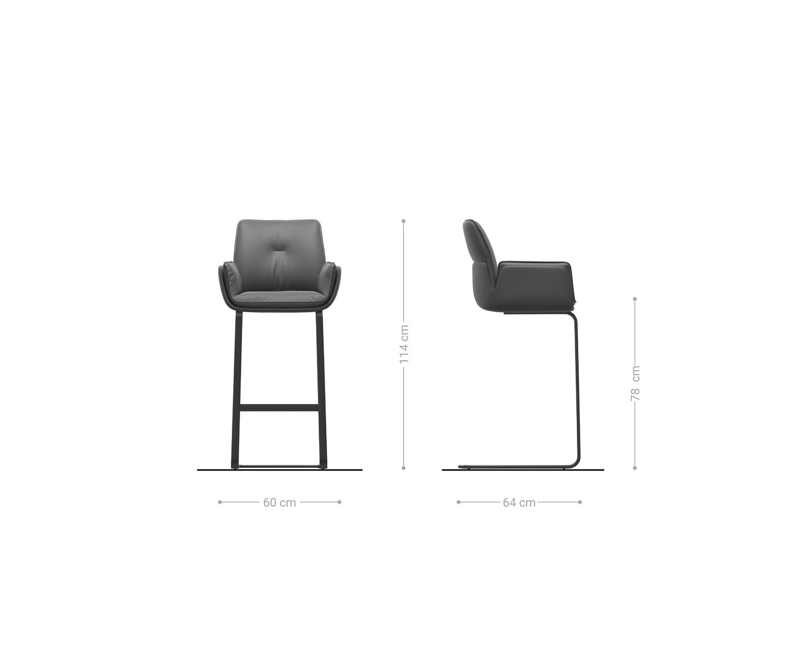 Barstuhl Nela-Flex Bouclé Soft Schlamm Freischwinger Flach Metall Schwarz 5