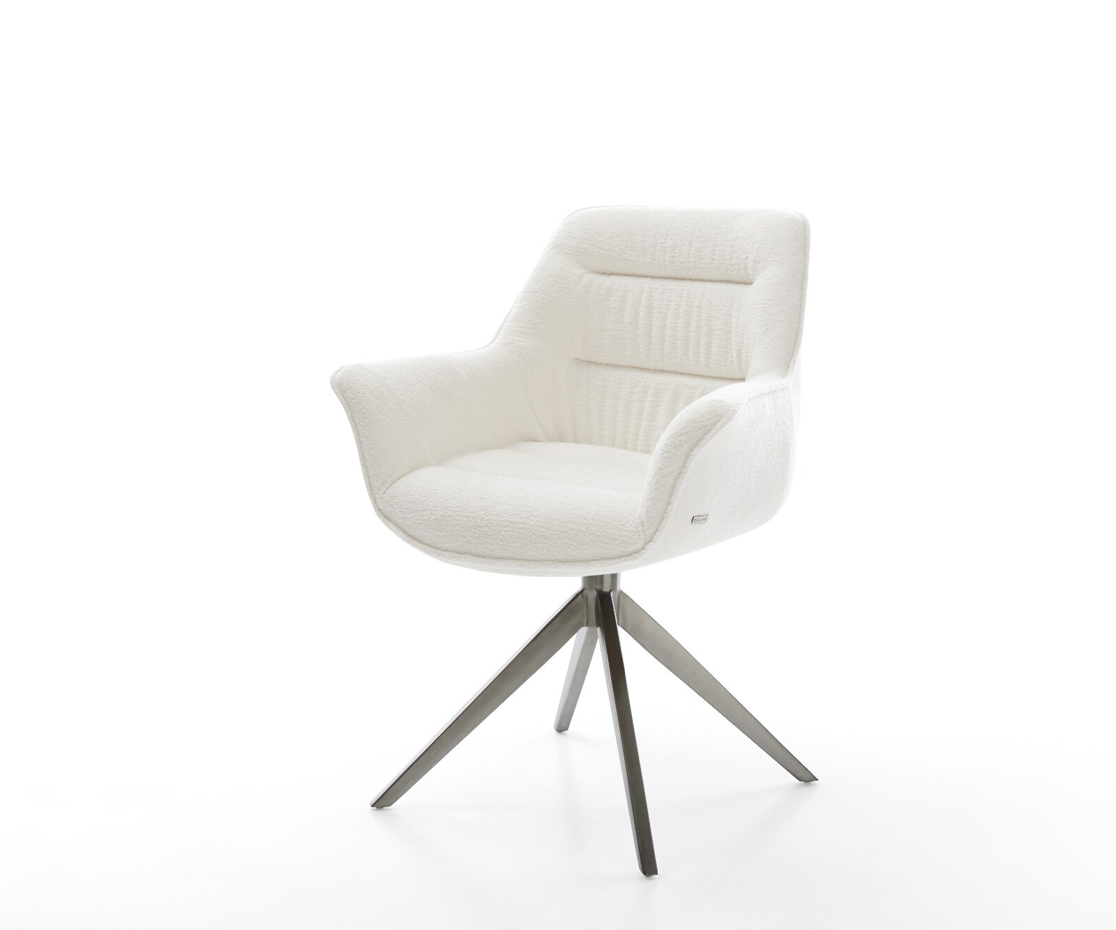 Drehstuhl Kaira-Flex Bouclé Soft Beige Kreuzgestell breit Graphit 360° drehbar Wippfunktion 1